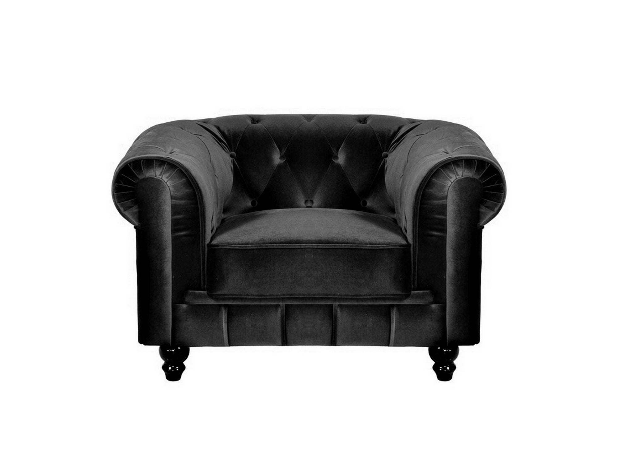 Sillón Chesterfield de terciopelo negro