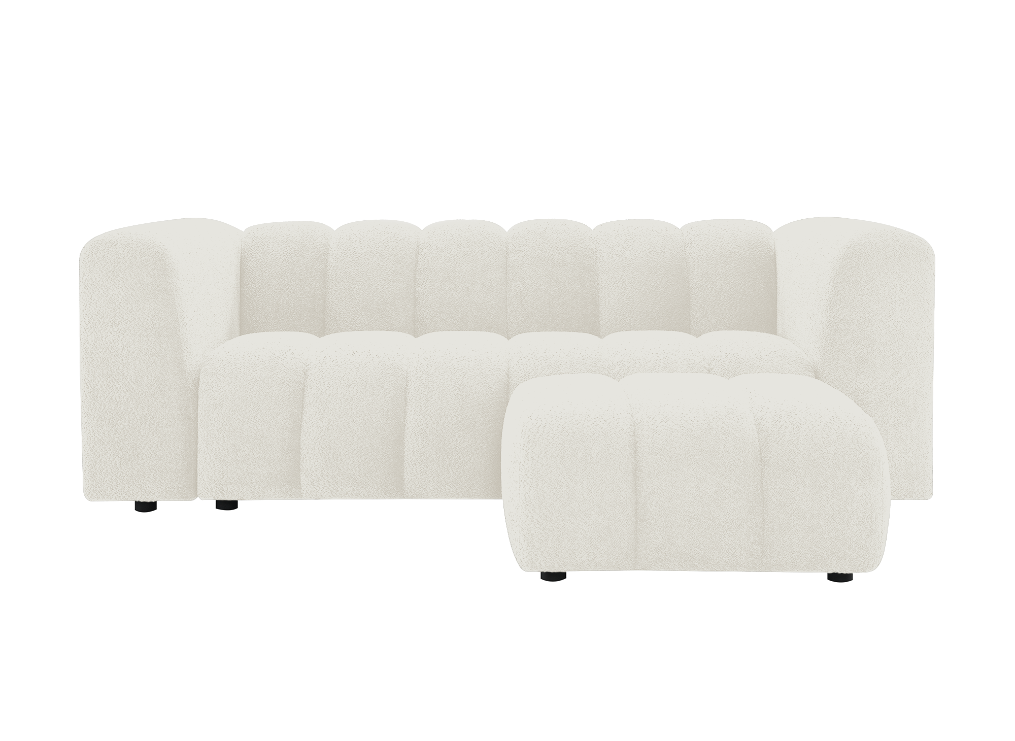 Puf AELIS de tela bouclé crudo