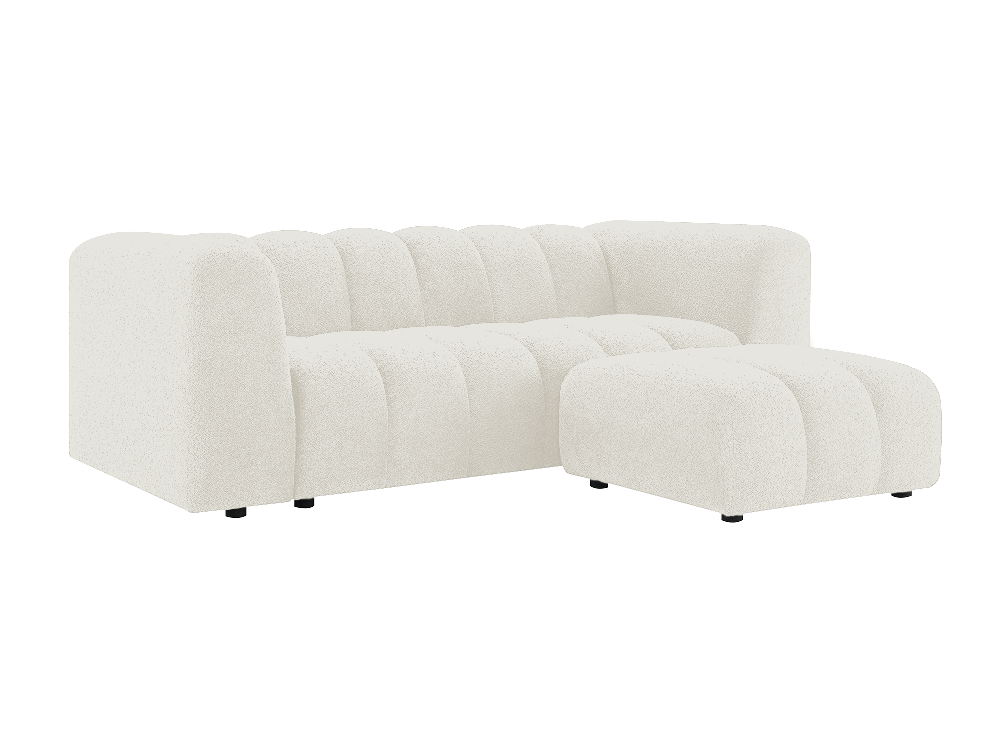 Puf AELIS de tela bouclé crudo