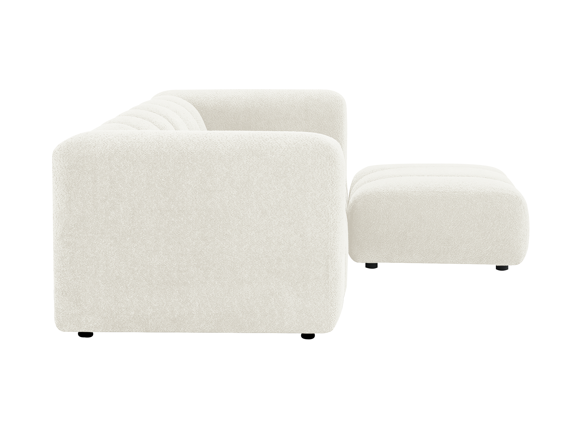 Puf AELIS de tela bouclé crudo