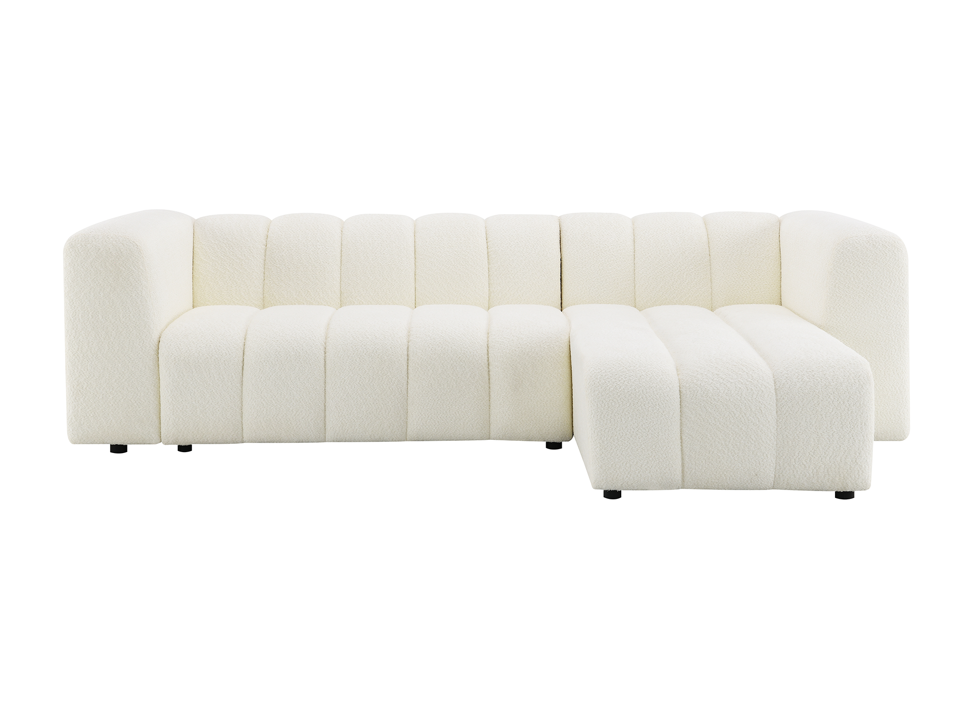 Sofá esquinero reversible AELIS en tejido bouclé crudo