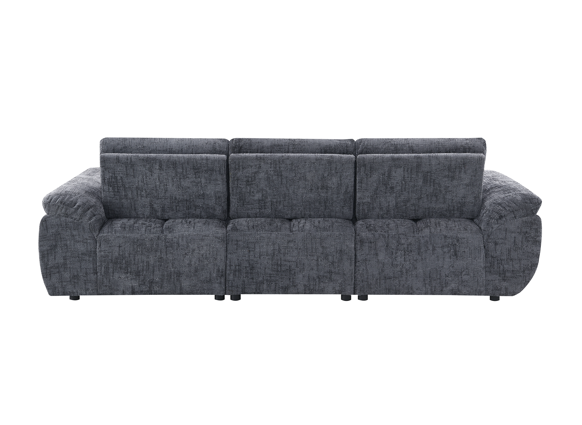 Sofá esquinero reclinable eléctrico ALPES en terciopelo gris jaspeado - Esquinero derecho