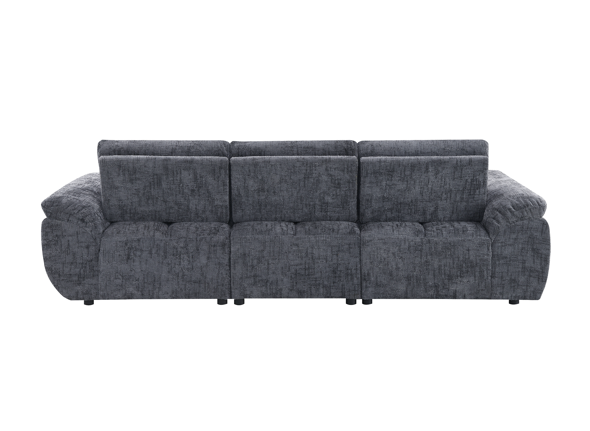 Sofá esquinero reclinable eléctrico ALPES en terciopelo gris jaspeado - Esquina izquierda