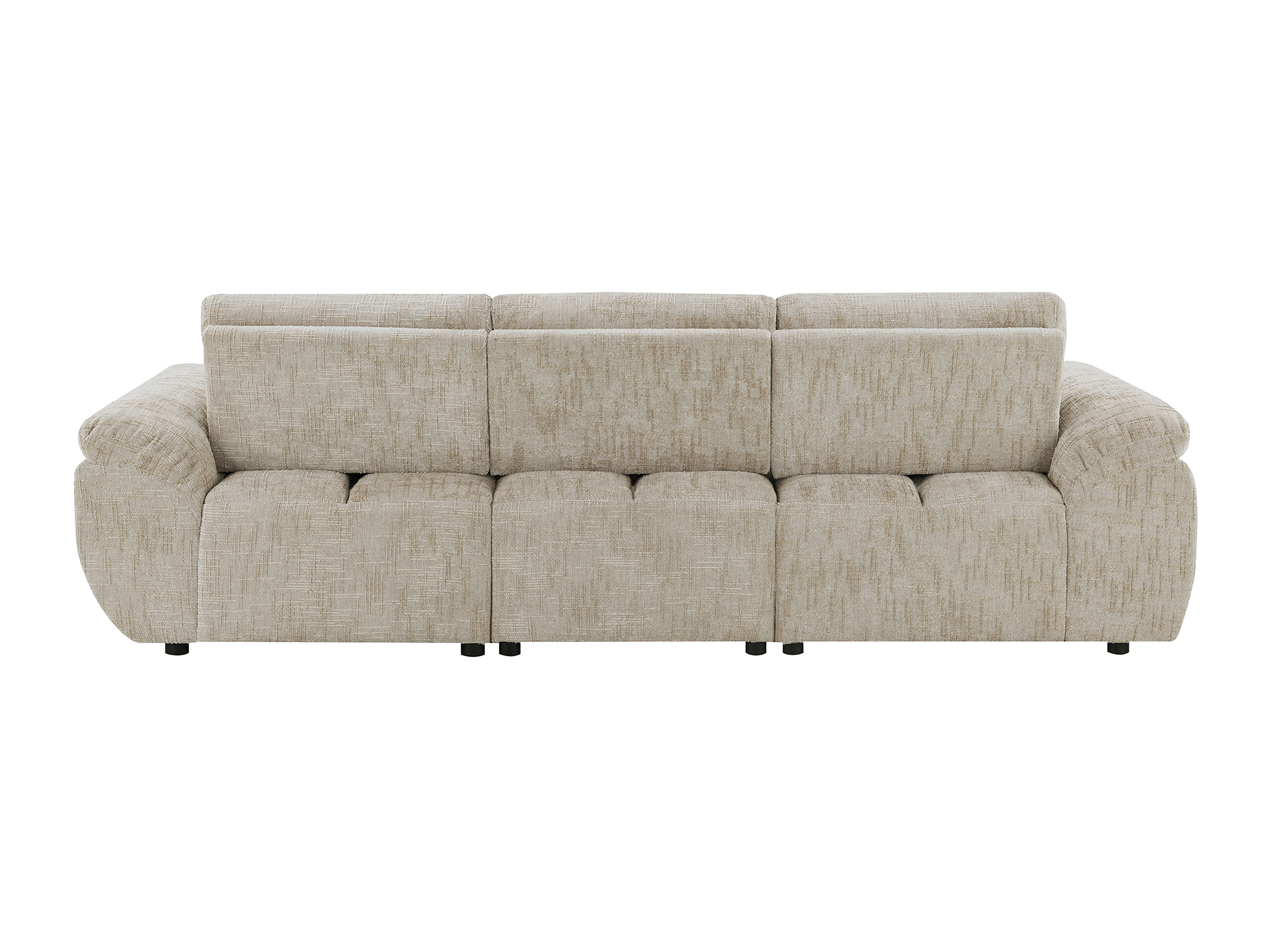 Sofá esquinero reclinable eléctrico ALPES en terciopelo jaspeado color topo - Esquina izquierda