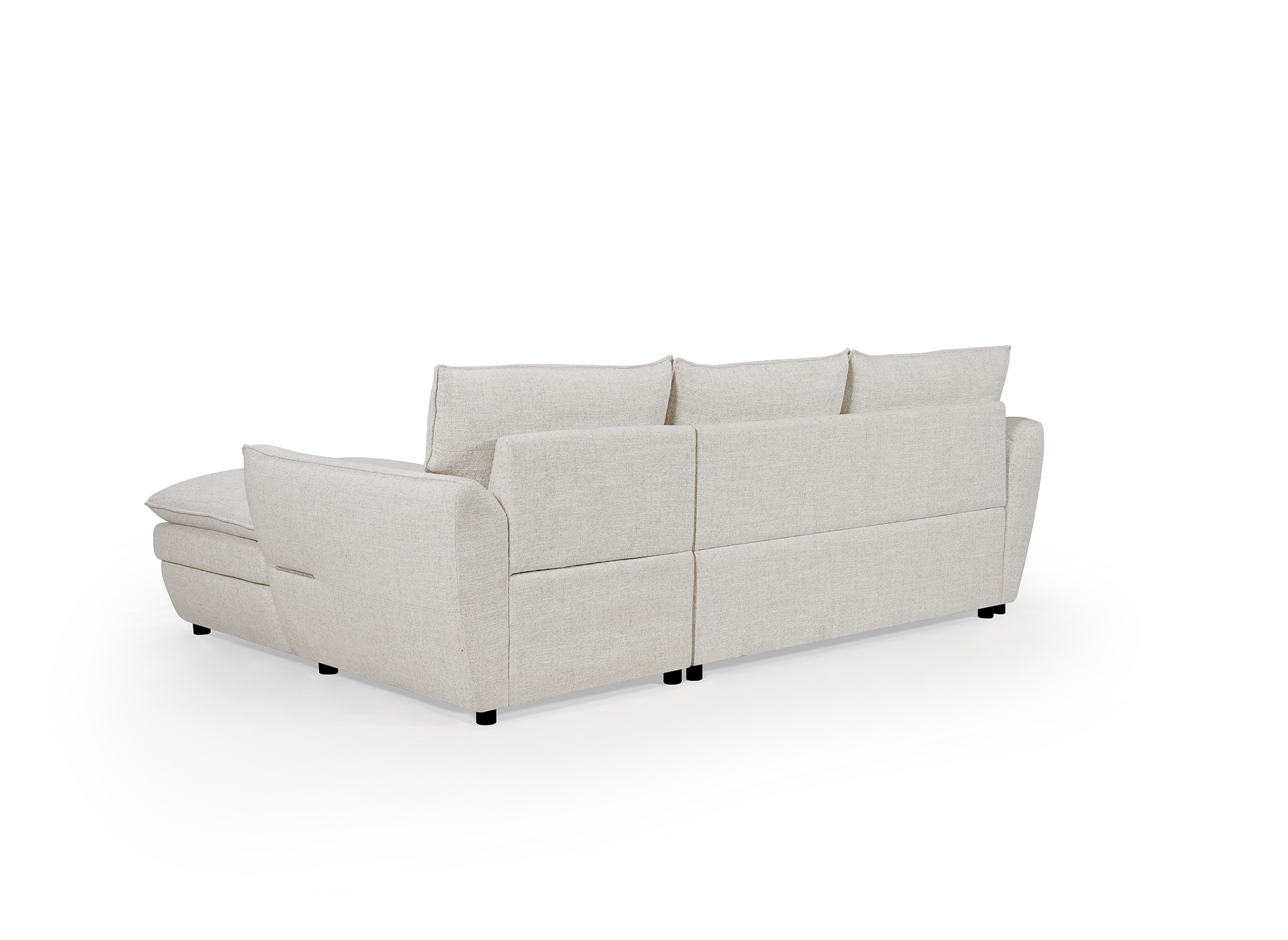 Sofá esquinero convertible con cómoda en tejido beige CAPUCINE - Ángulo recto