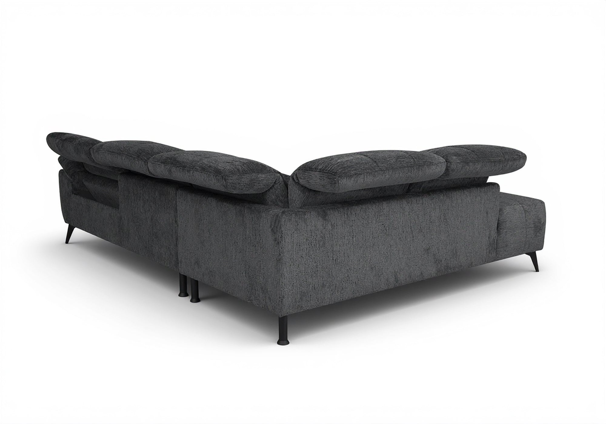 Sofá esquinero eléctrico reclinable SOLINA en terciopelo gris jaspeado - Esquina izquierda