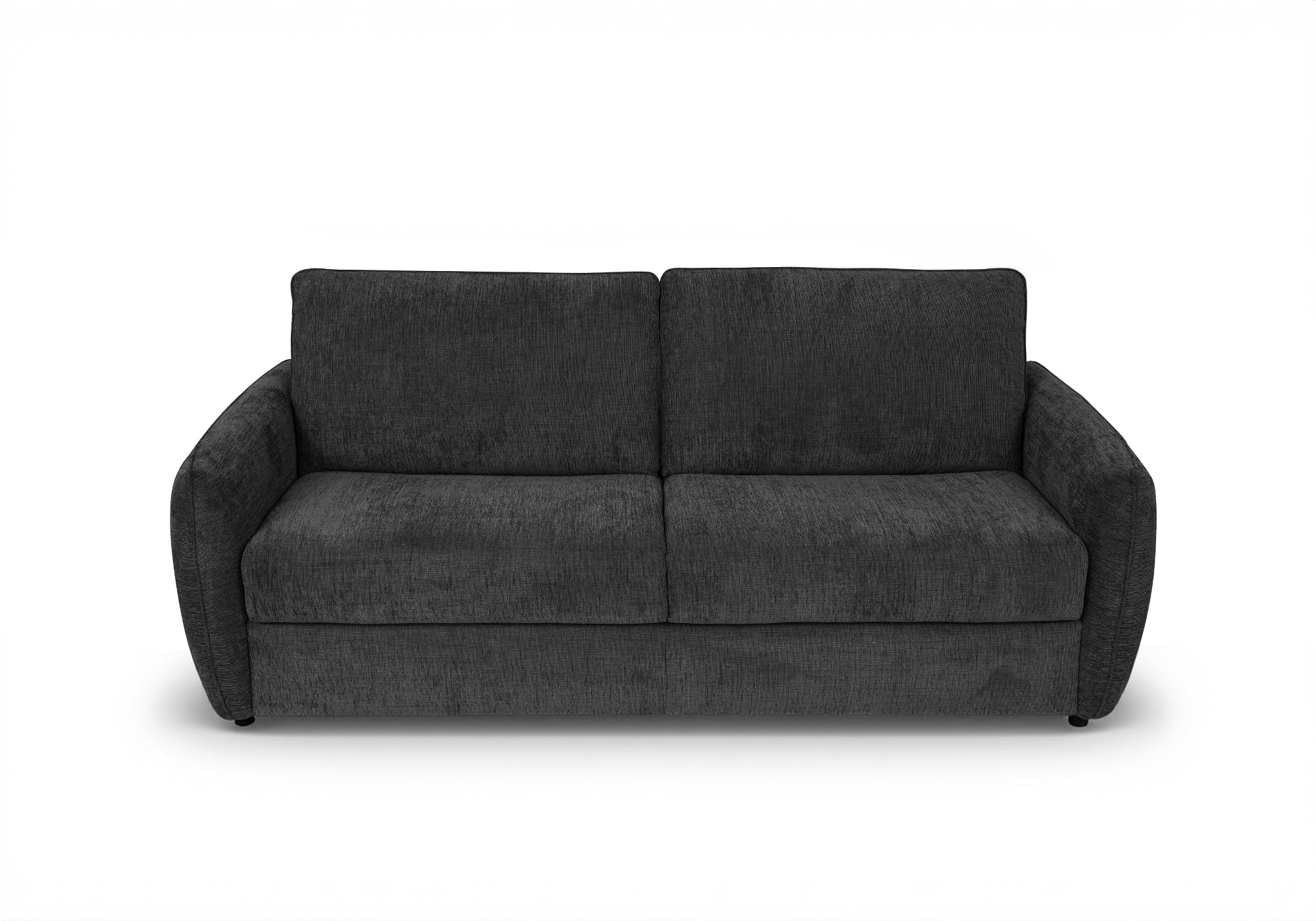 Sofá convertible express de 3 plazas CHIARA en terciopelo texturizado gris oscuro