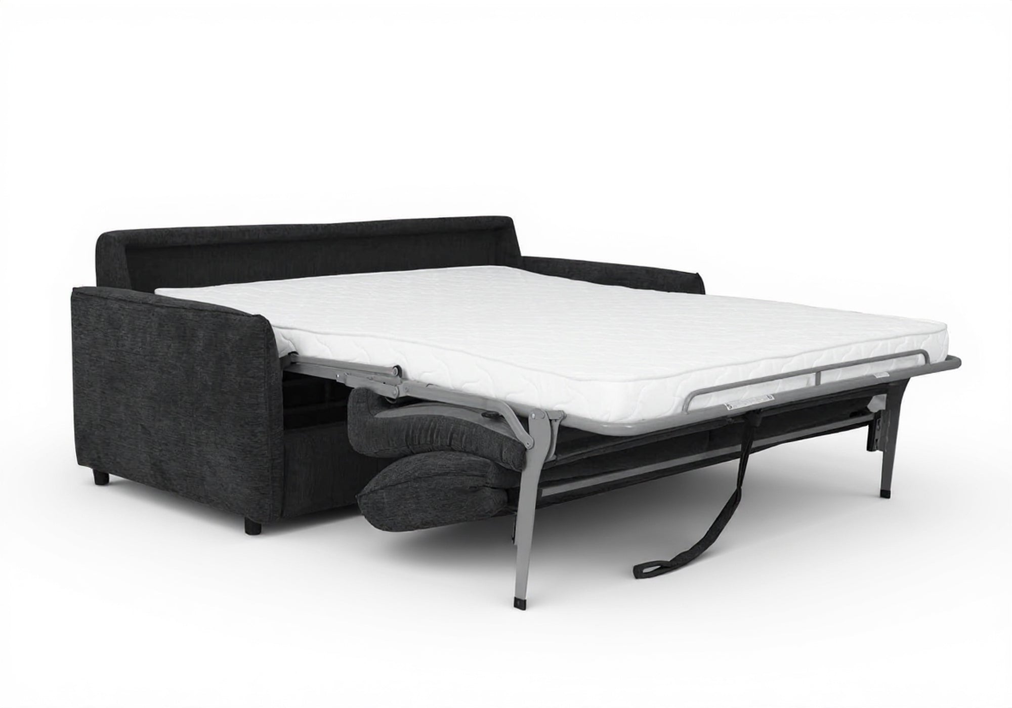 Sofá convertible express de 3 plazas CHIARA en terciopelo texturizado gris oscuro