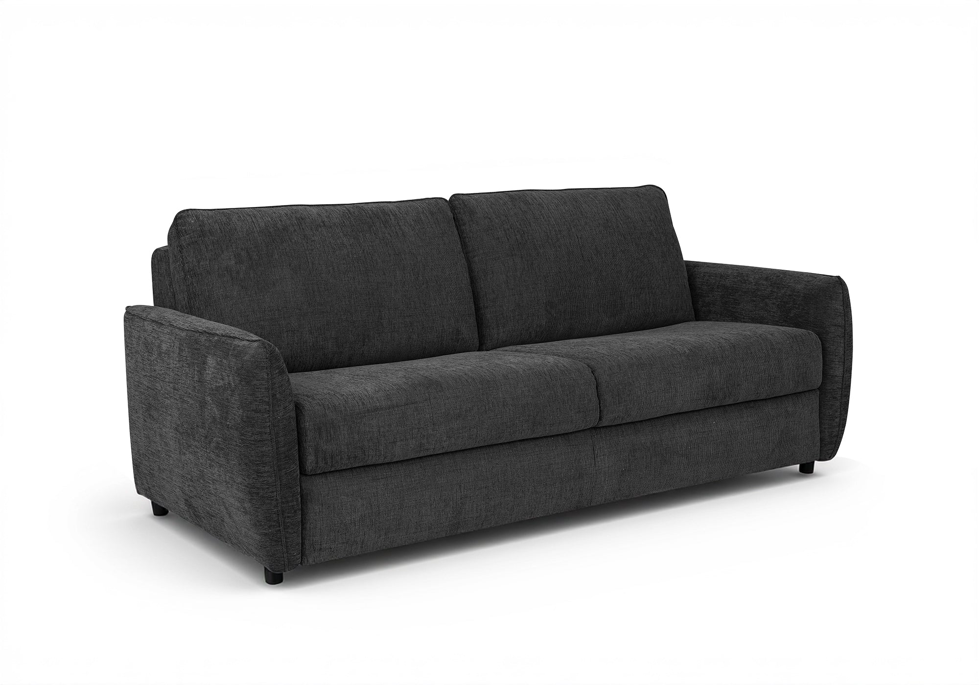 Sofá convertible express de 3 plazas CHIARA en terciopelo texturizado gris oscuro