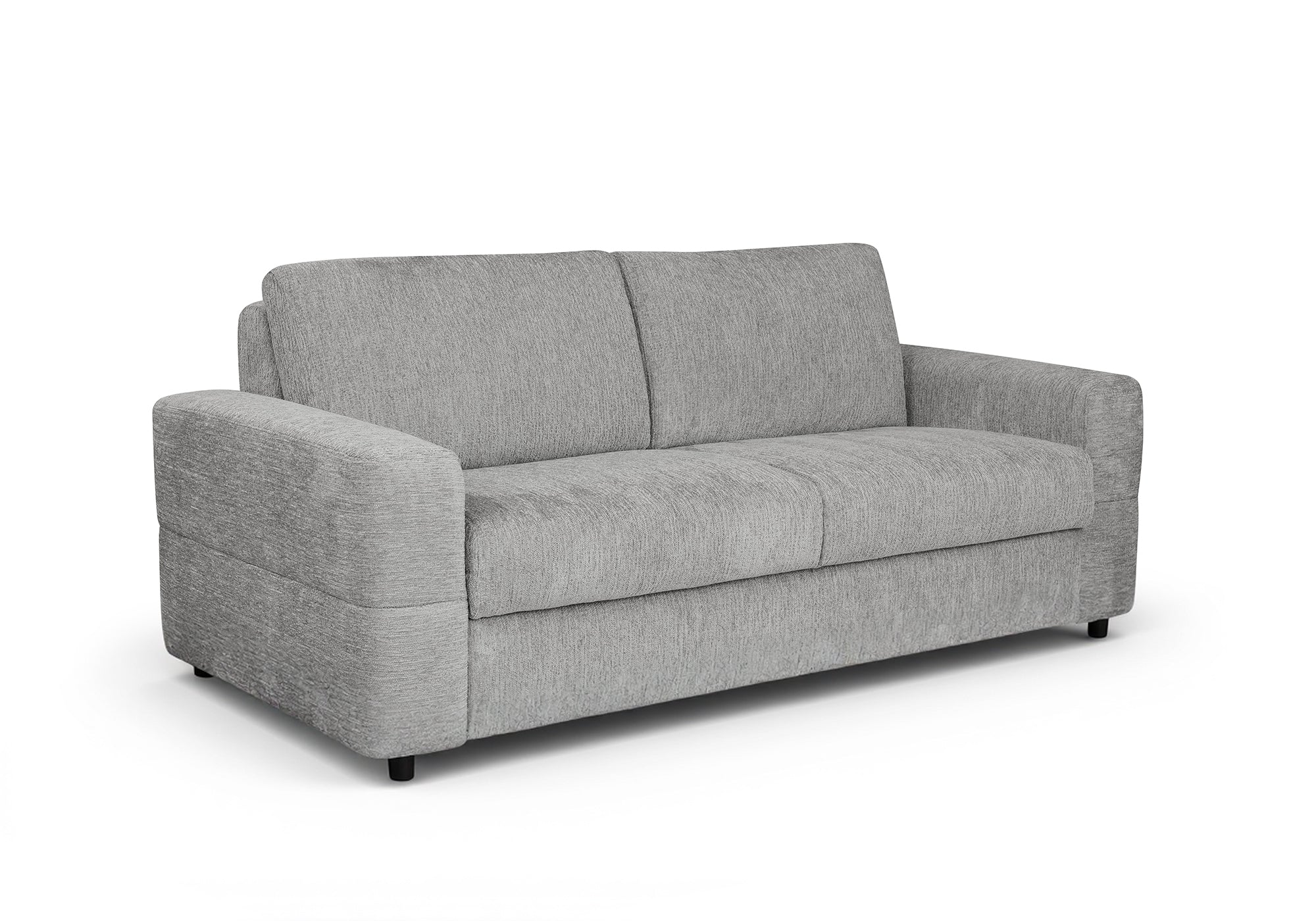 Sofá convertible express de 3 plazas AMAURY en terciopelo jaspeado gris claro