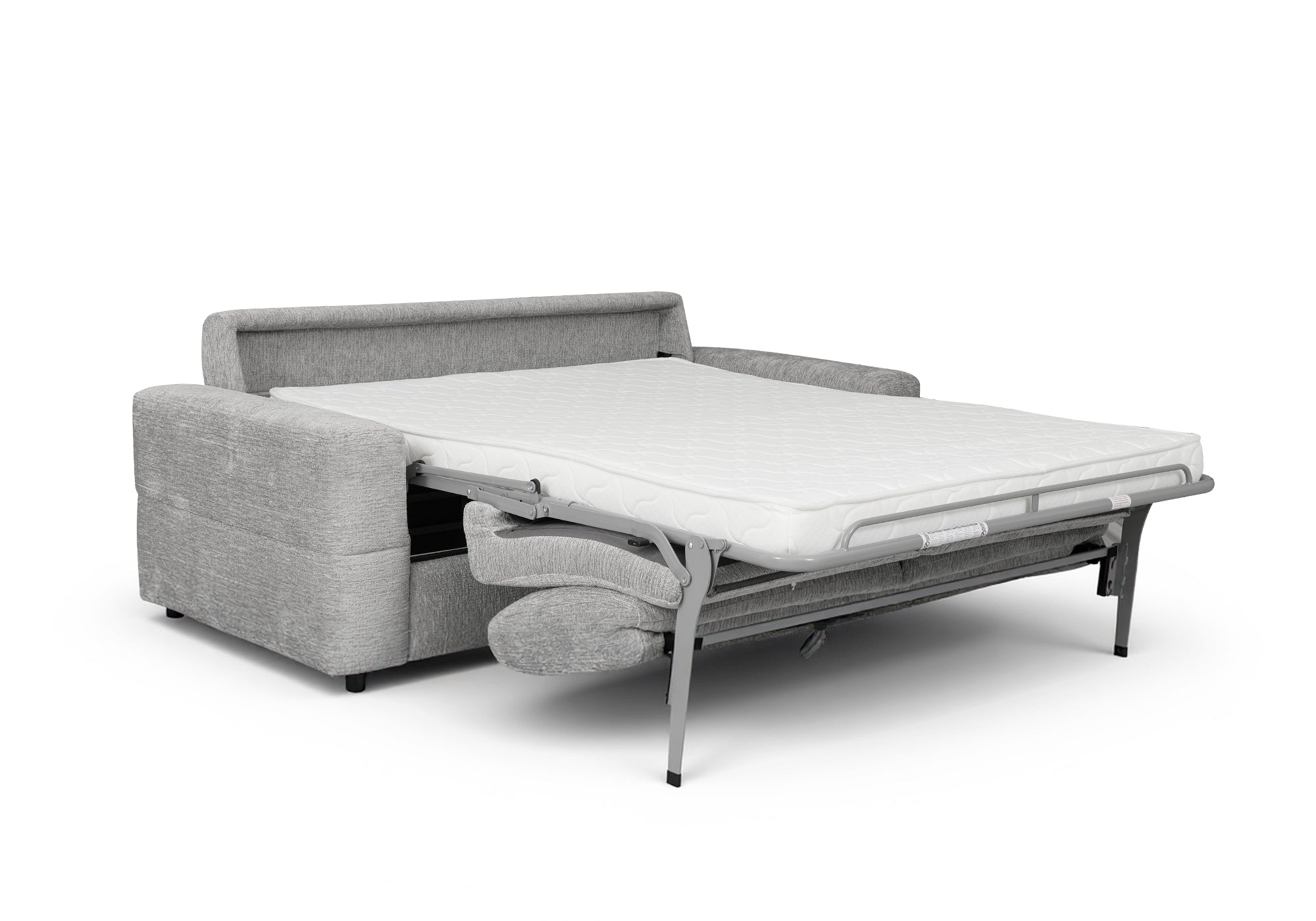 Sofá convertible express de 3 plazas AMAURY en terciopelo jaspeado gris claro