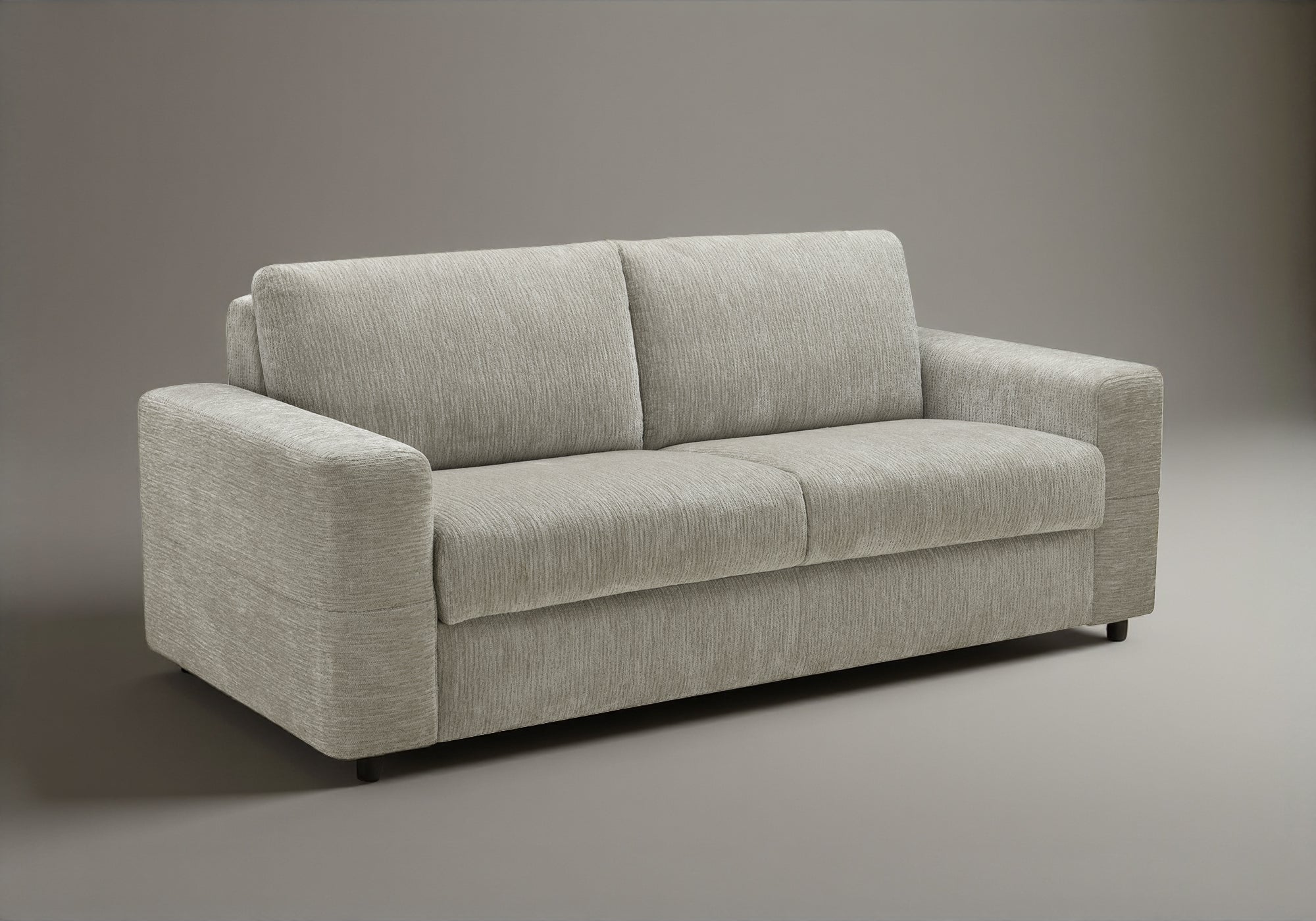 Sofá cama de 3 plazas AMAURY en terciopelo jaspeado beige