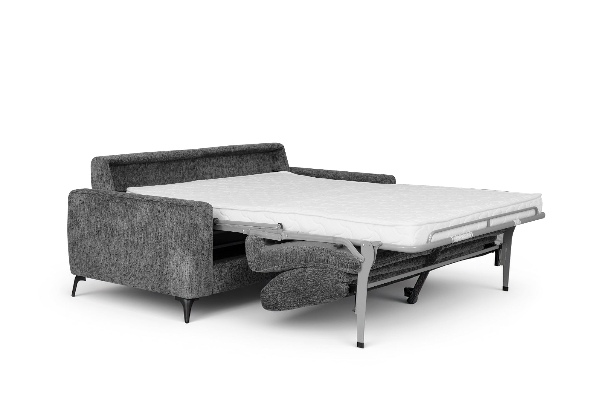 Sofá convertible exprés de 3 plazas NONA en terciopelo jaspeado gris oscuro