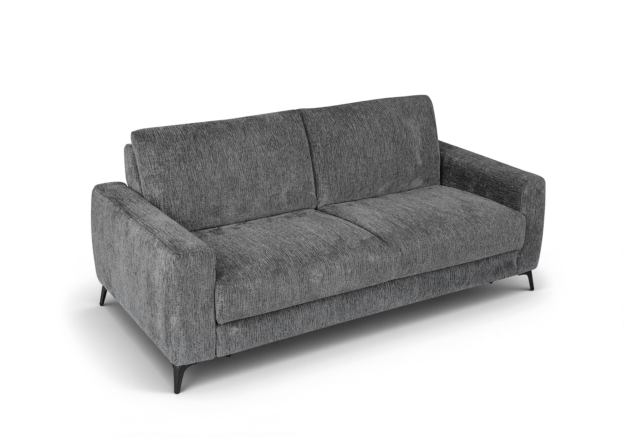 Sofá convertible exprés de 3 plazas NONA en terciopelo jaspeado gris oscuro