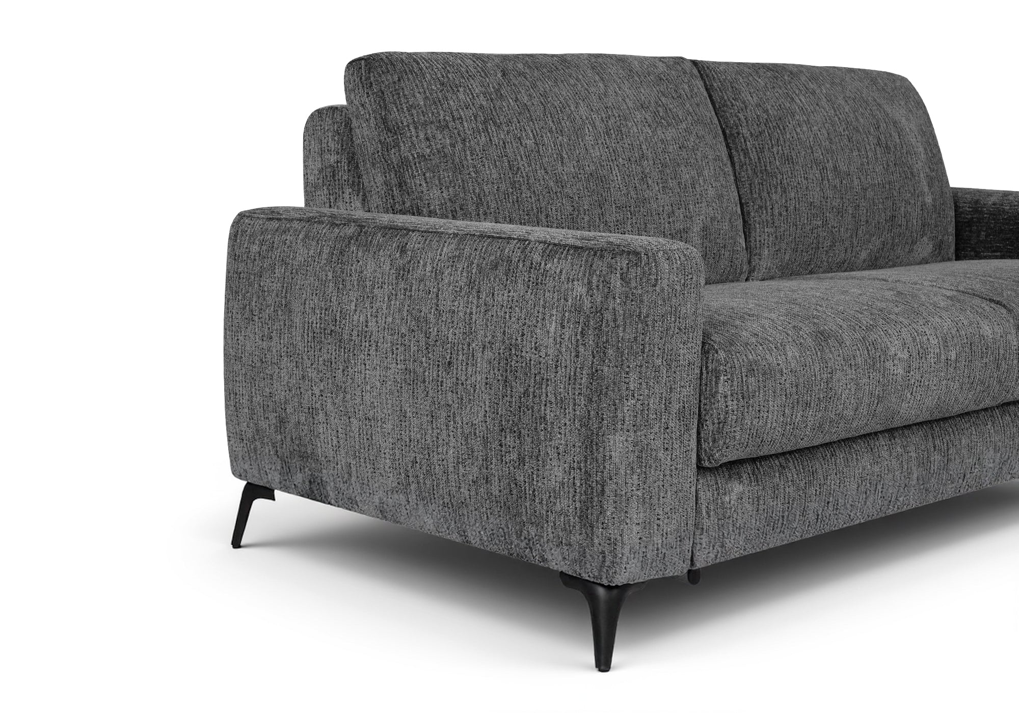 Sofá convertible exprés de 3 plazas NONA en terciopelo jaspeado gris oscuro