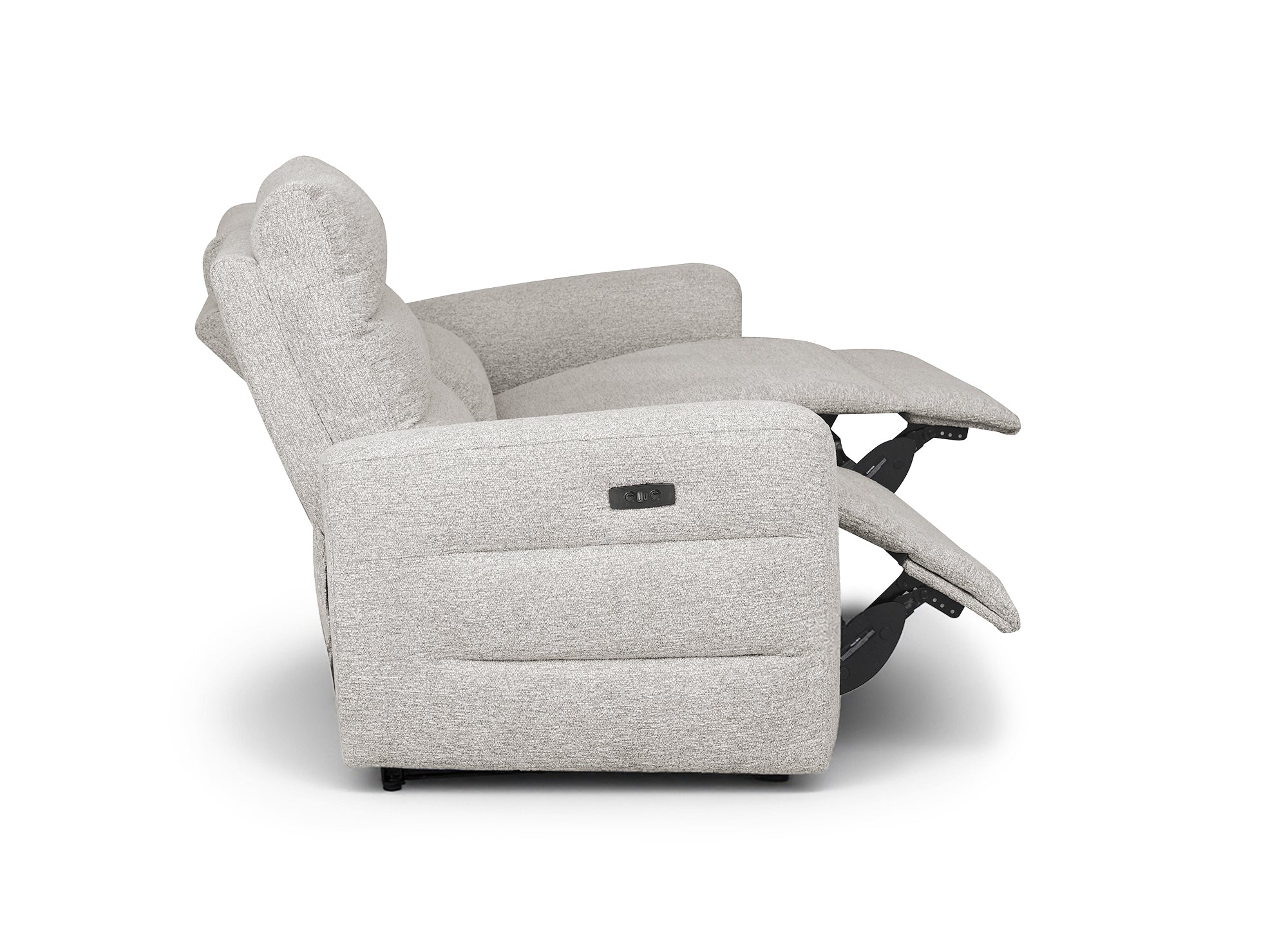 Sofá reclinable eléctrico de 3 plazas DAVY en tejido bouclé beige