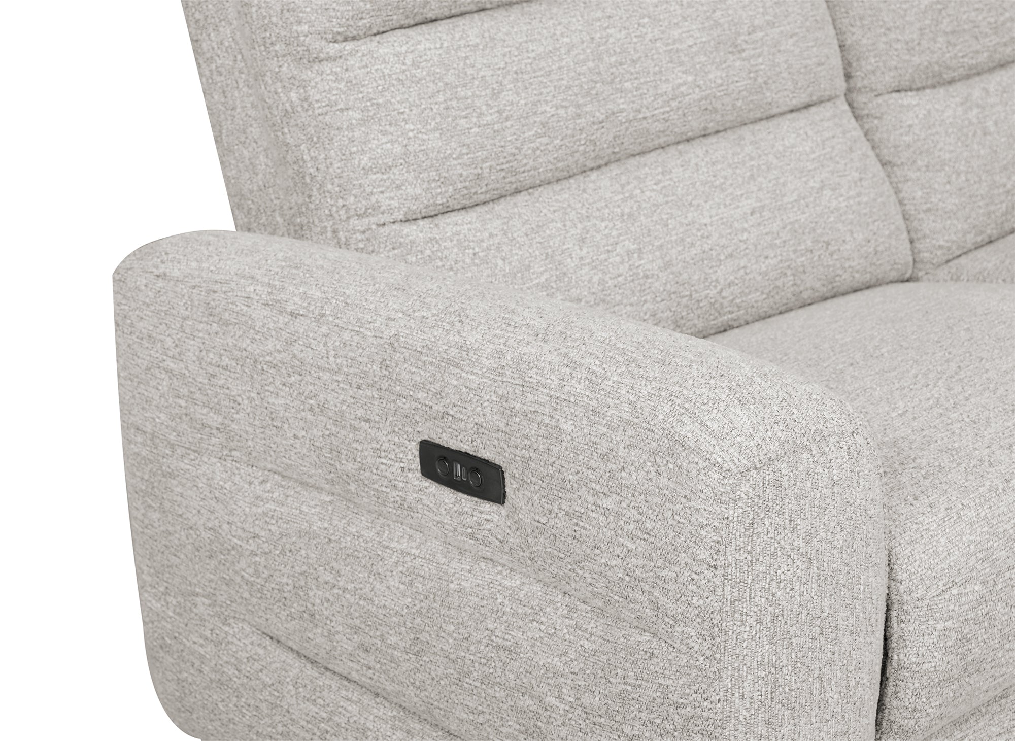 Sofá reclinable eléctrico de 3 plazas DAVY en tejido bouclé beige