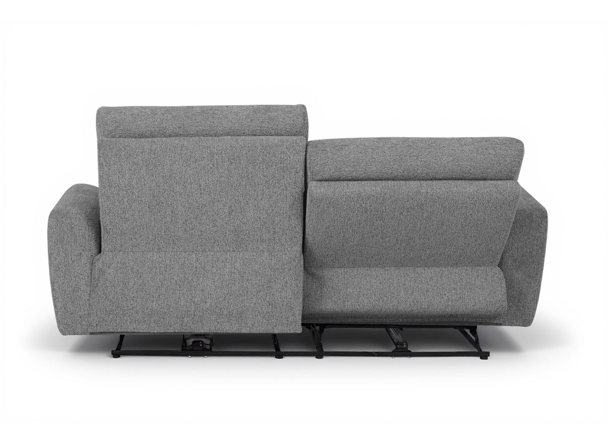 Sofá reclinable eléctrico de 3 plazas DAVY en tela bouclé gris