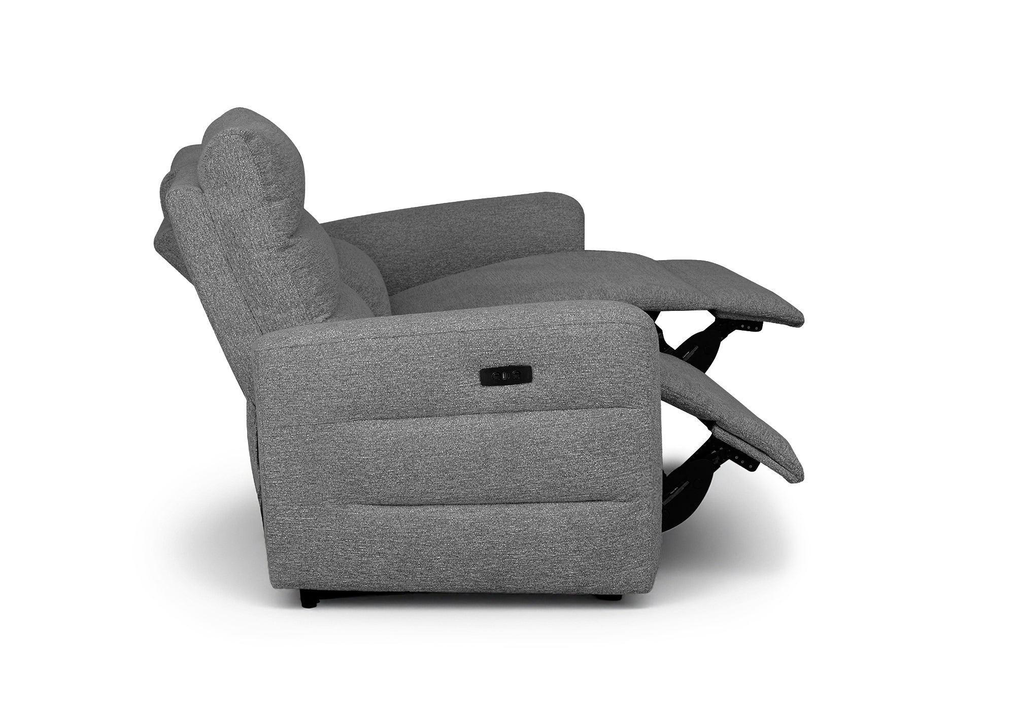 Sofá reclinable eléctrico de 3 plazas DAVY en tela bouclé gris