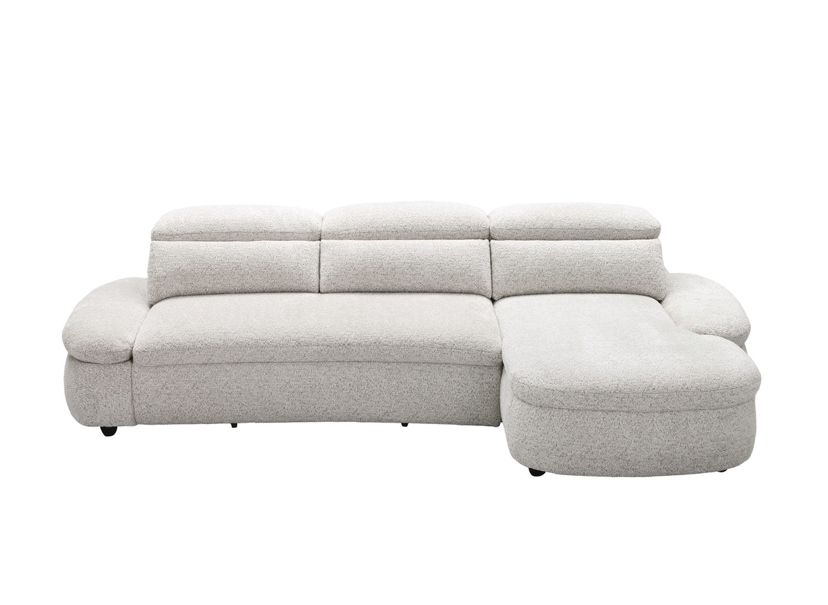 Canapé d'angle relax électrique en tissu bouclette beige CLEMENT - Angle droit