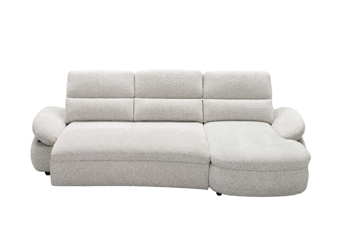 Canapé d'angle relax électrique en tissu bouclette beige CLEMENT - Angle droit
