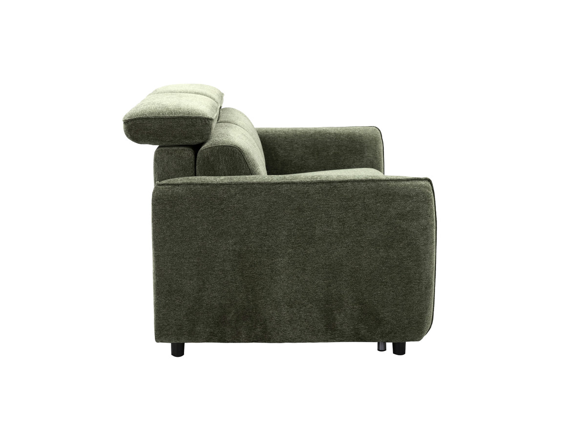 Sofá convertible Express de 3 plazas en tejido texturado verde JACINTHE
