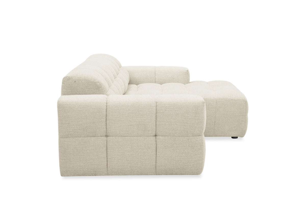 Sofá esquinero relax de terciopelo texturizado beige FEDORA - Ángulo derecho