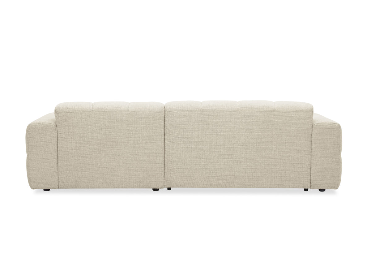 Sofá esquinero relax de terciopelo texturizado beige FEDORA - Ángulo derecho