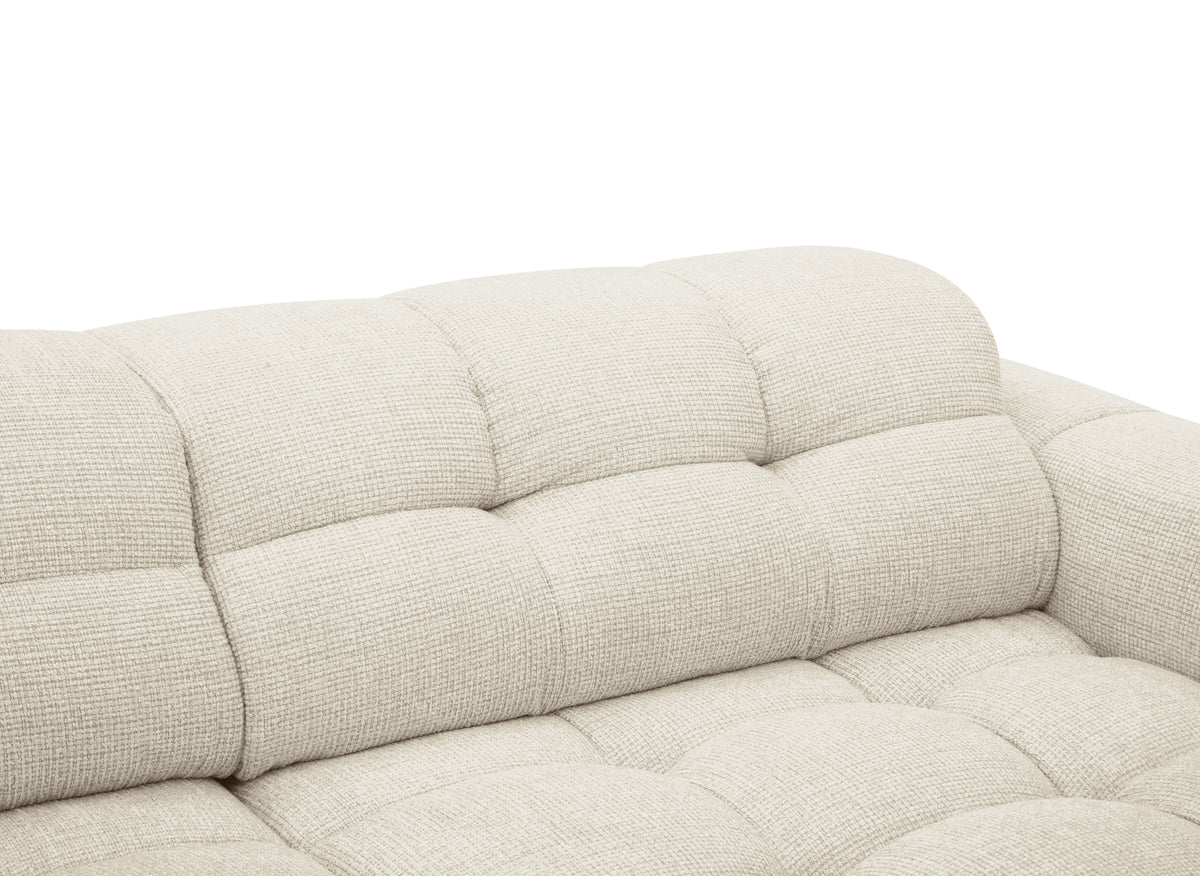 Sofá esquinero relax de terciopelo texturizado beige FEDORA - Ángulo derecho