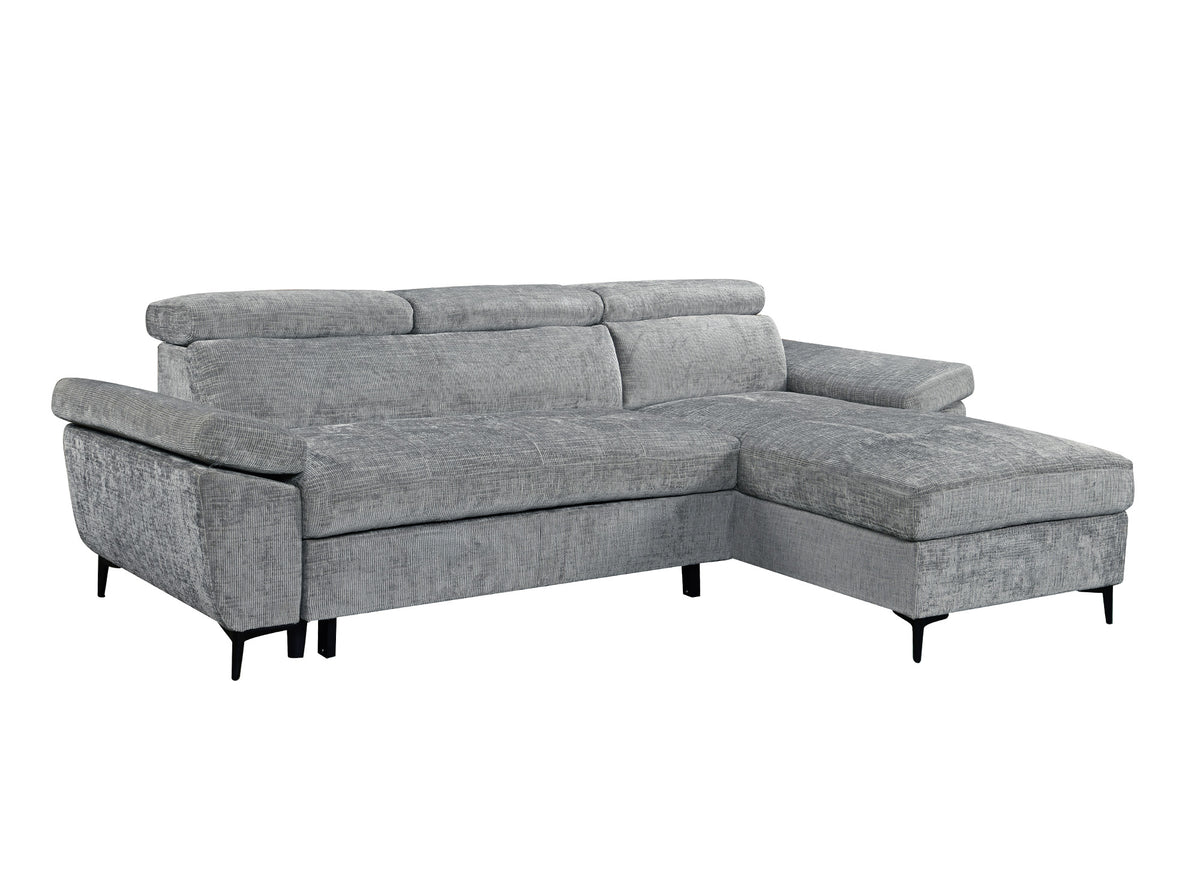 Sofá esquinero convertible en terciopelo jaspeado gris oscuro MONICA - Ángulo recto
