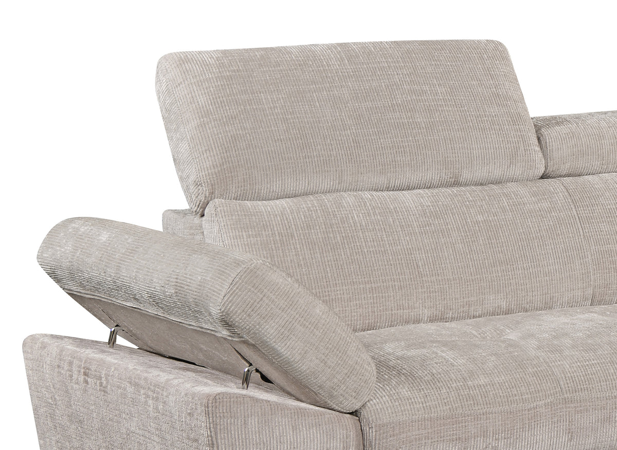 Sofá esquinero convertible en terciopelo jaspeado beige MONICA - Ángulo recto