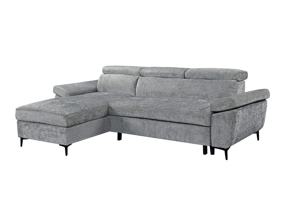 Sofá esquinero convertible en terciopelo jaspeado gris oscuro MONICA - Esquina izquierda