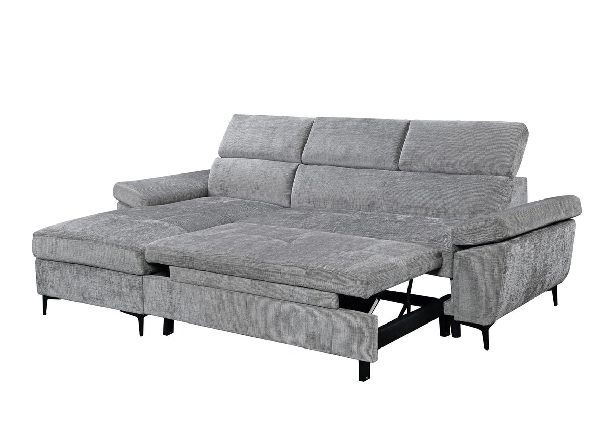 Sofá esquinero convertible en terciopelo jaspeado gris oscuro MONICA - Esquina izquierda