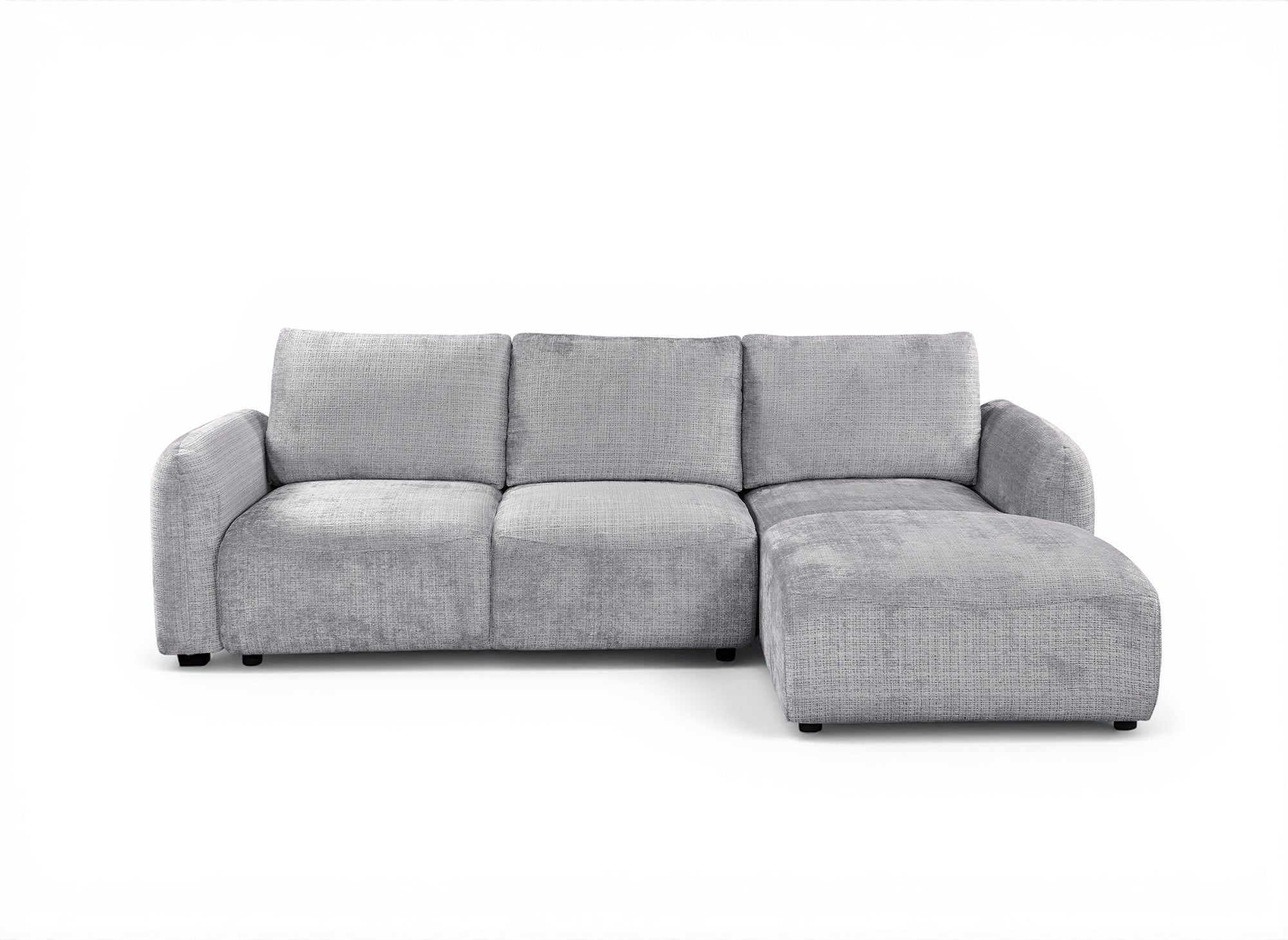 Sofá esquinero convertible MARLA con almacenaje en terciopelo gris jaspeado - Esquina derecha