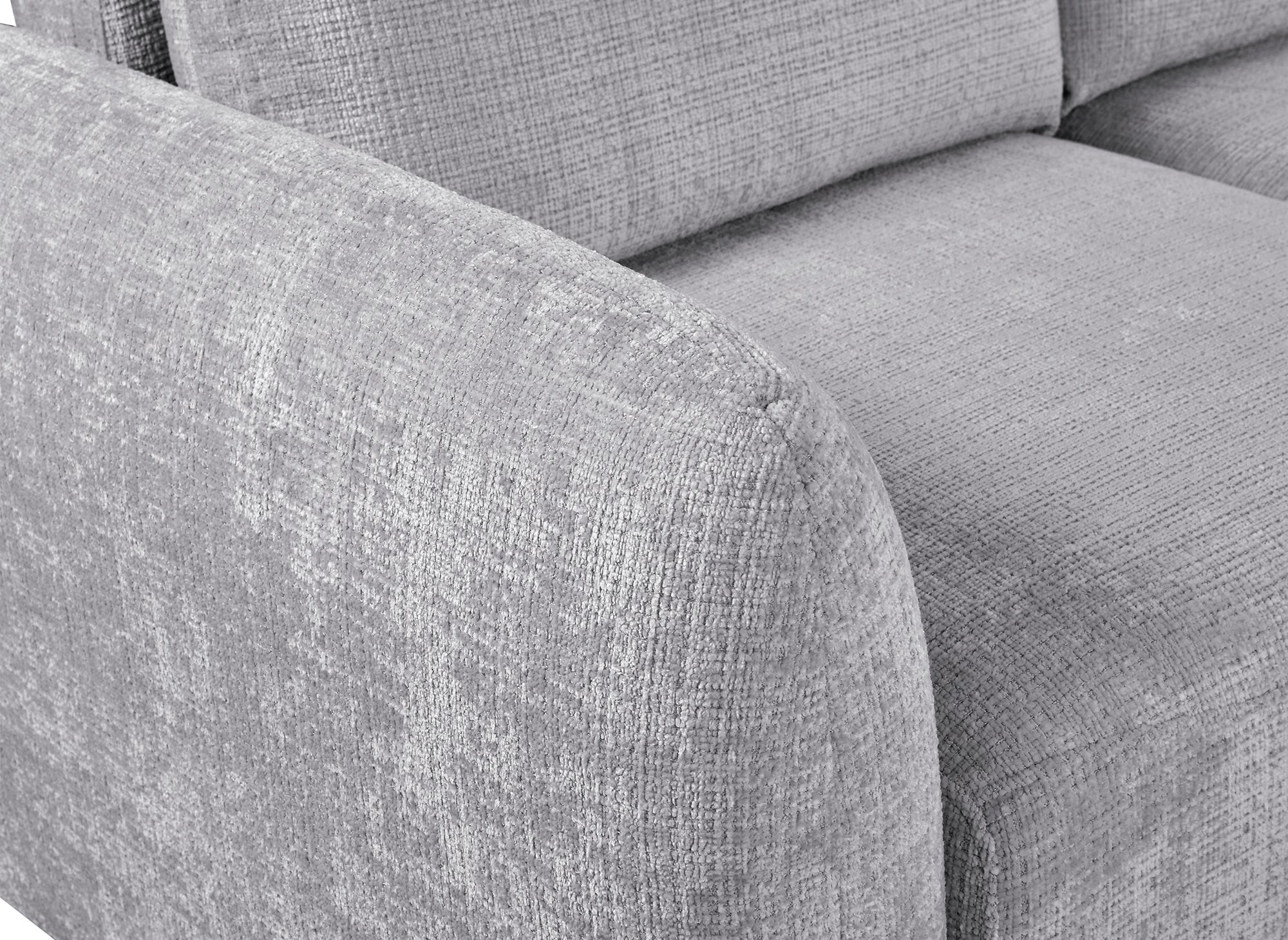 Sofá esquinero convertible MARLA con almacenaje en terciopelo gris jaspeado - Esquina derecha