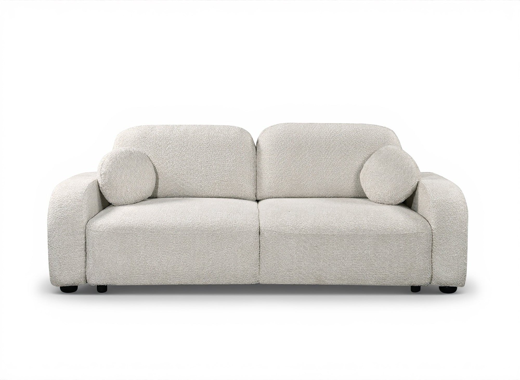 Sofá convertible de 3 plazas MAYORA en tejido bouclé crudo