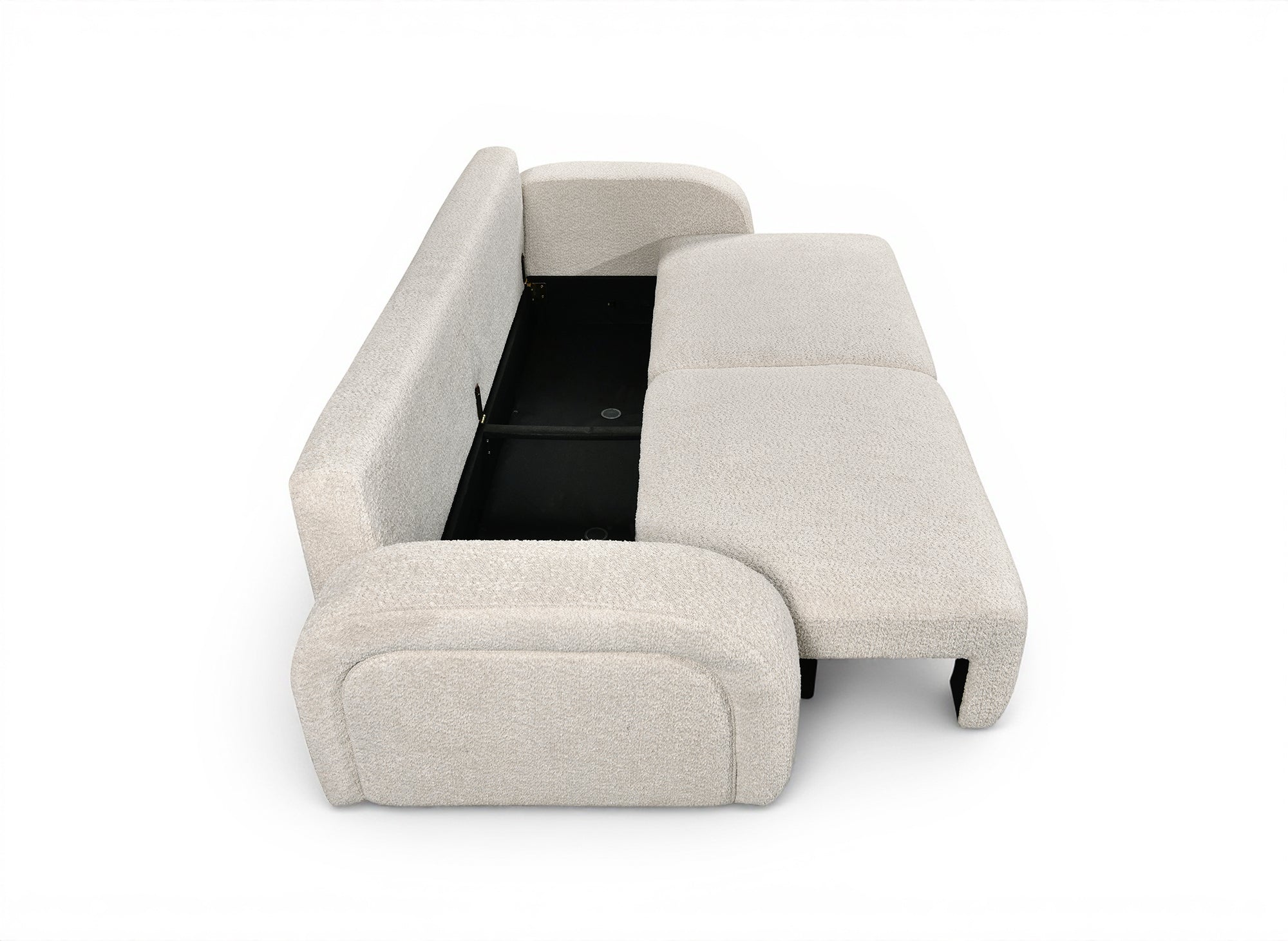 Sofá convertible de 3 plazas MAYORA en tejido bouclé crudo