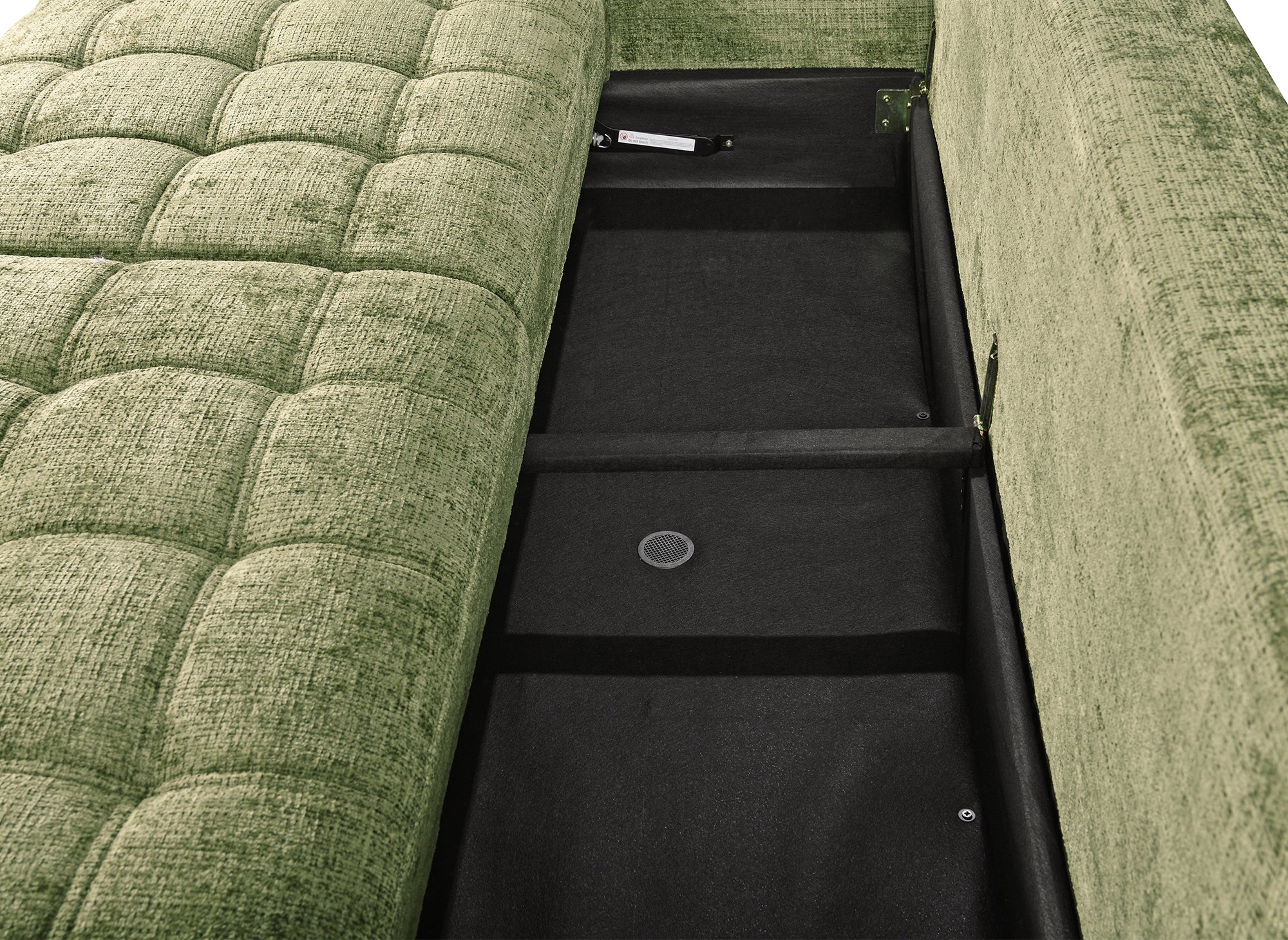 Sofá cama RALYA de 3 plazas con almacenaje en terciopelo jaspeado verde oliva