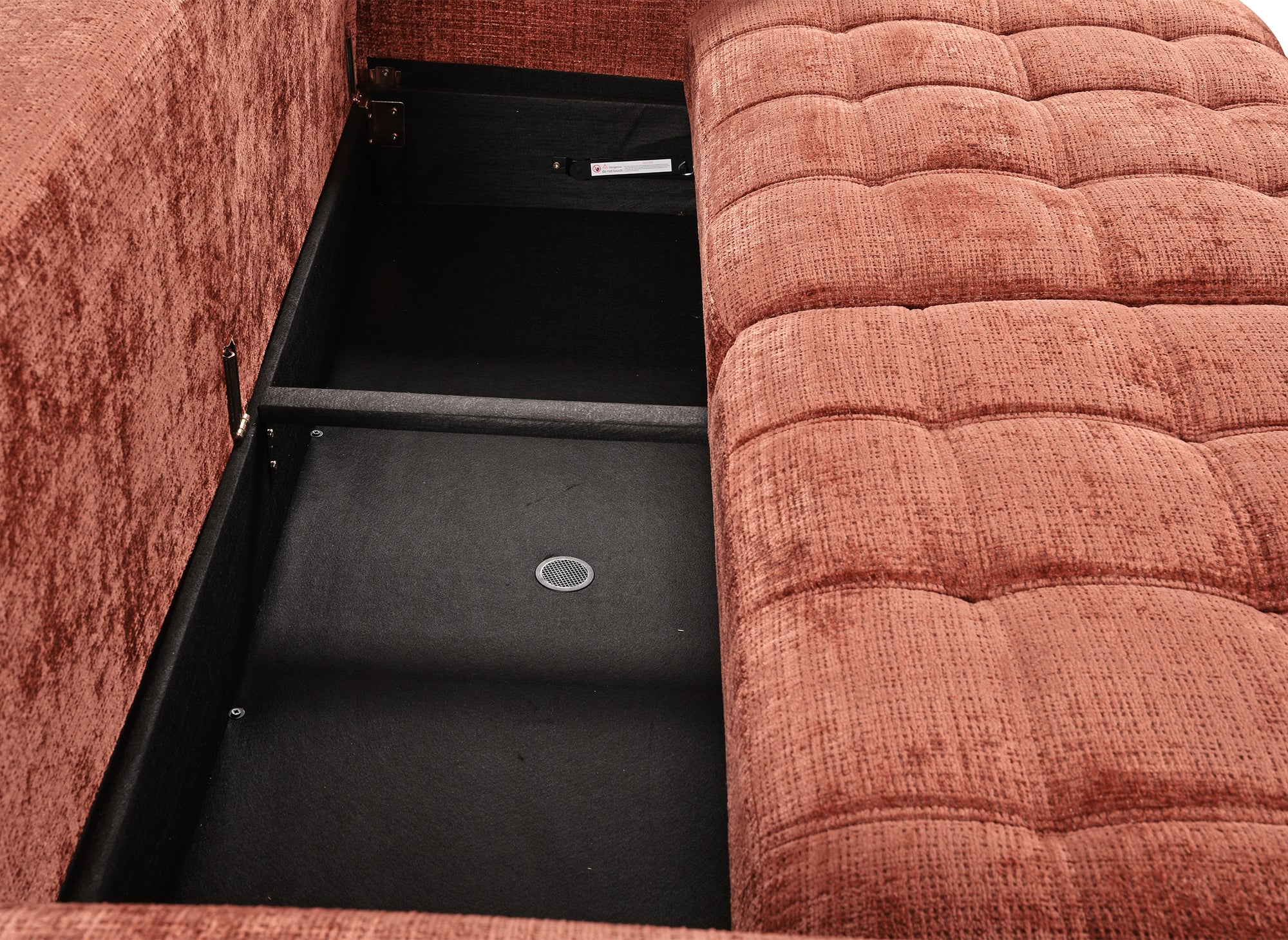 Sofá cama RALYA de 3 plazas con almacenaje en terciopelo terracota jaspeado