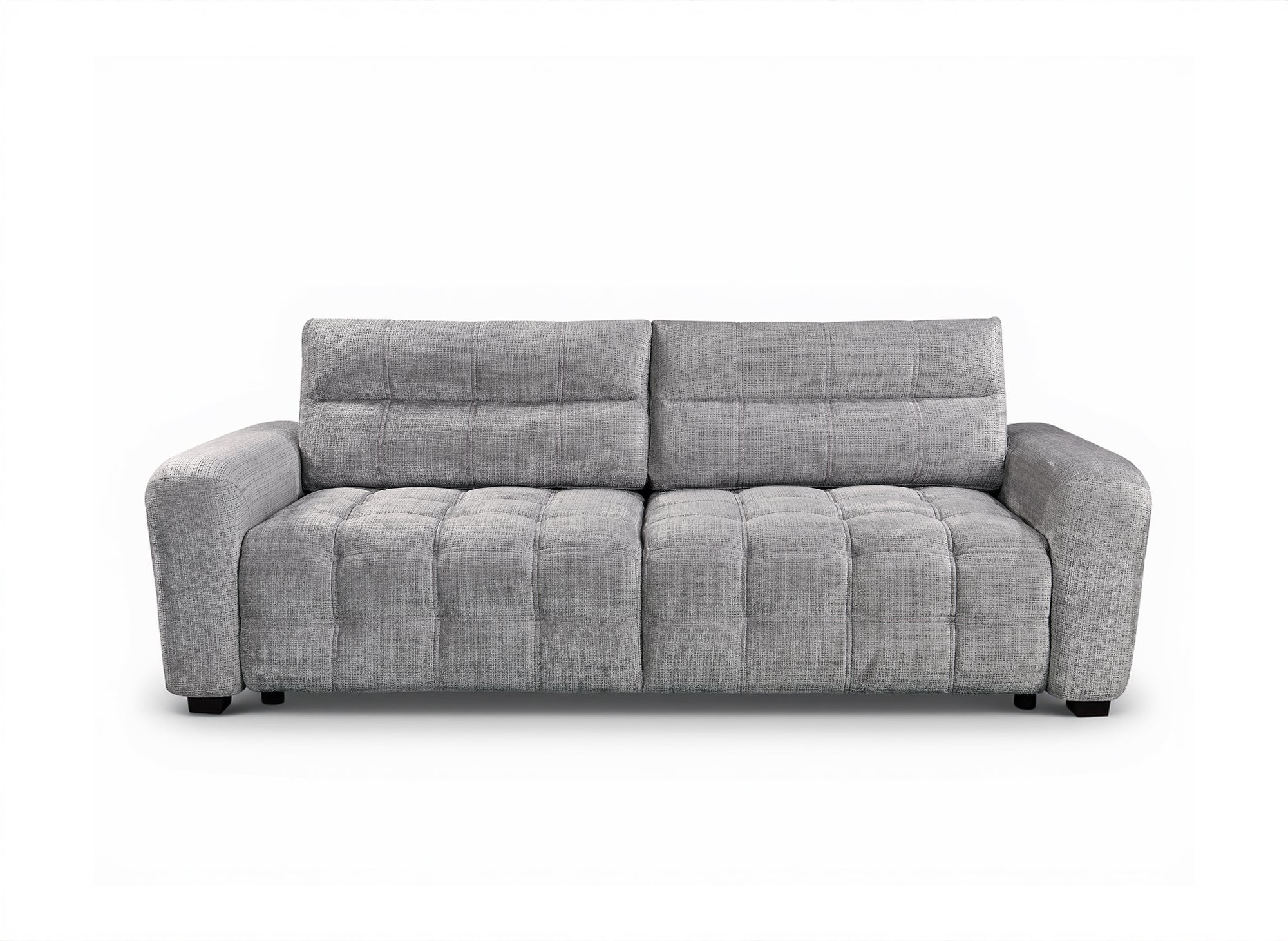 Sofá cama de 3 plazas RALYA con almacenaje en terciopelo gris jaspeado