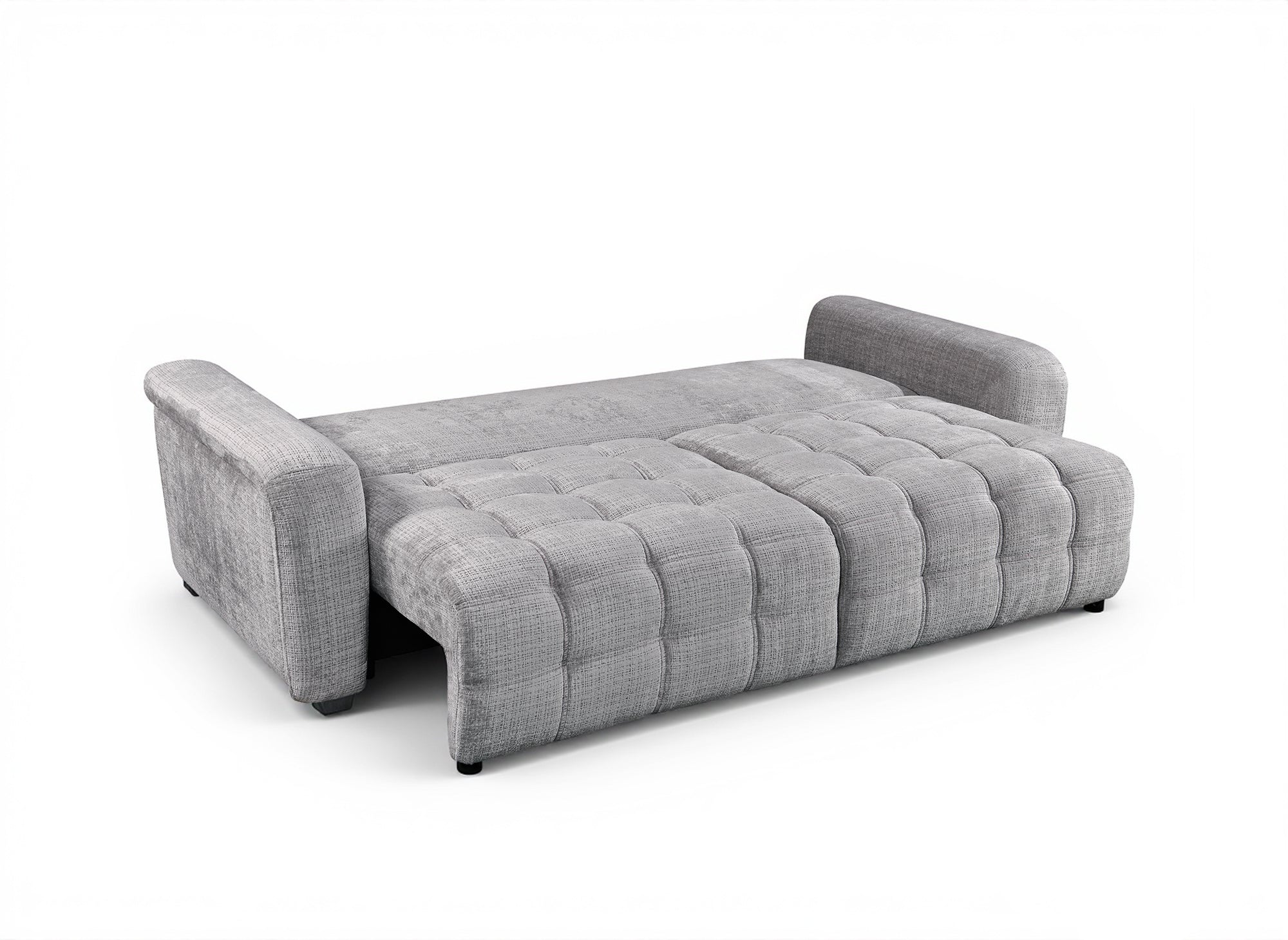 Sofá cama de 3 plazas RALYA con almacenaje en terciopelo gris jaspeado