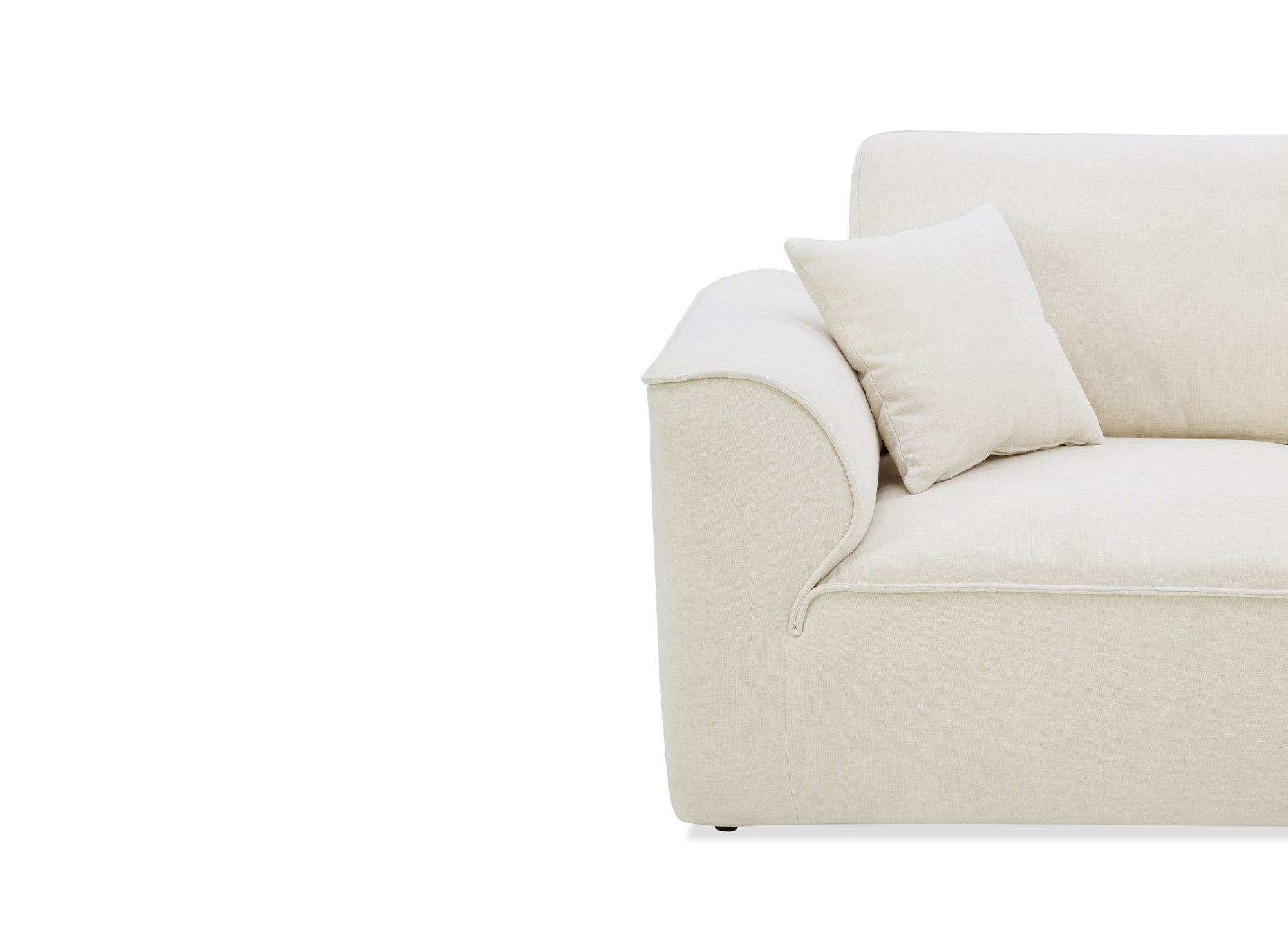 Sofá recto de 3 plazas ABELIA en terciopelo jaspeado beige