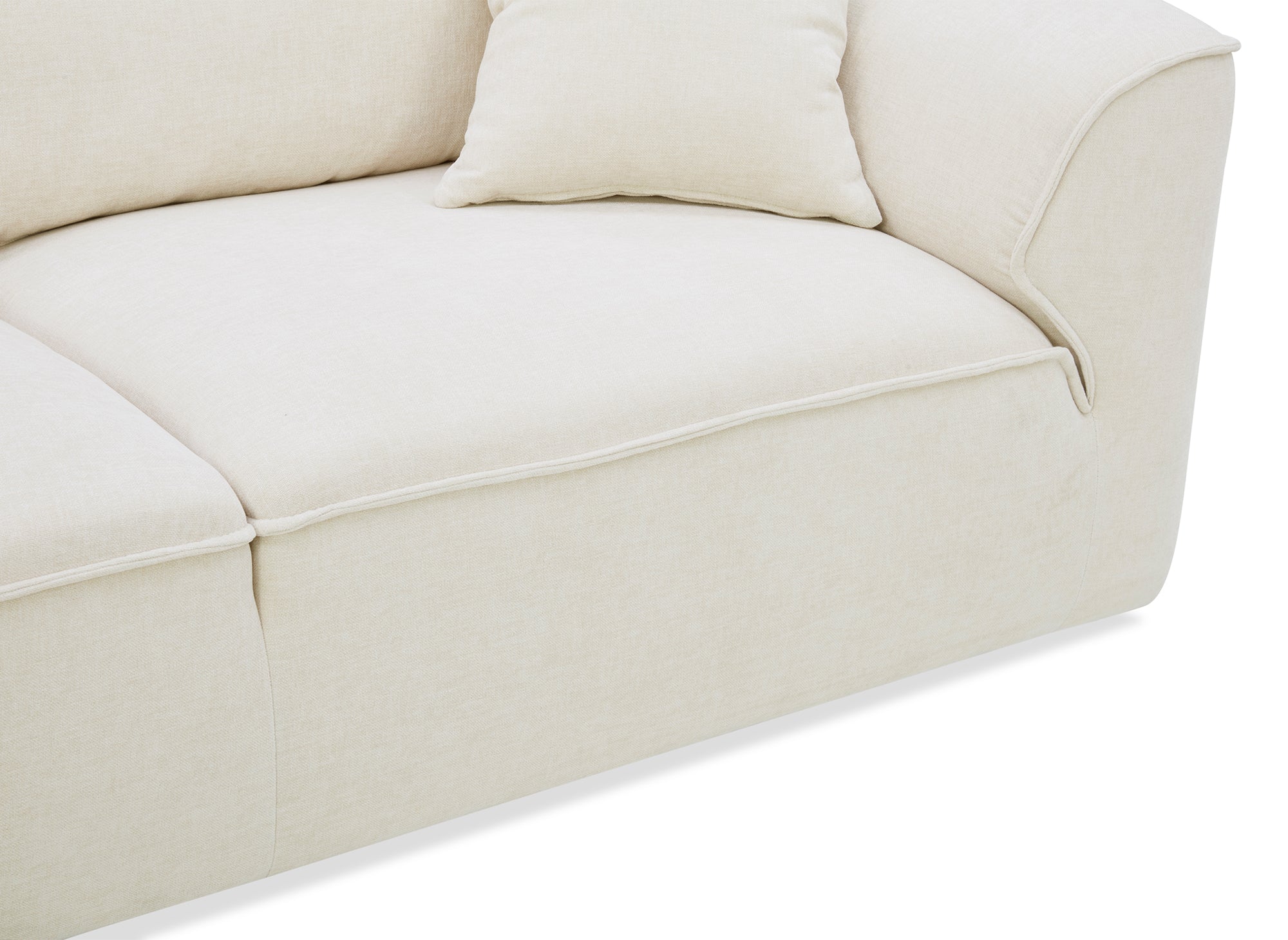 Sofá recto de 3 plazas ABELIA en terciopelo jaspeado beige