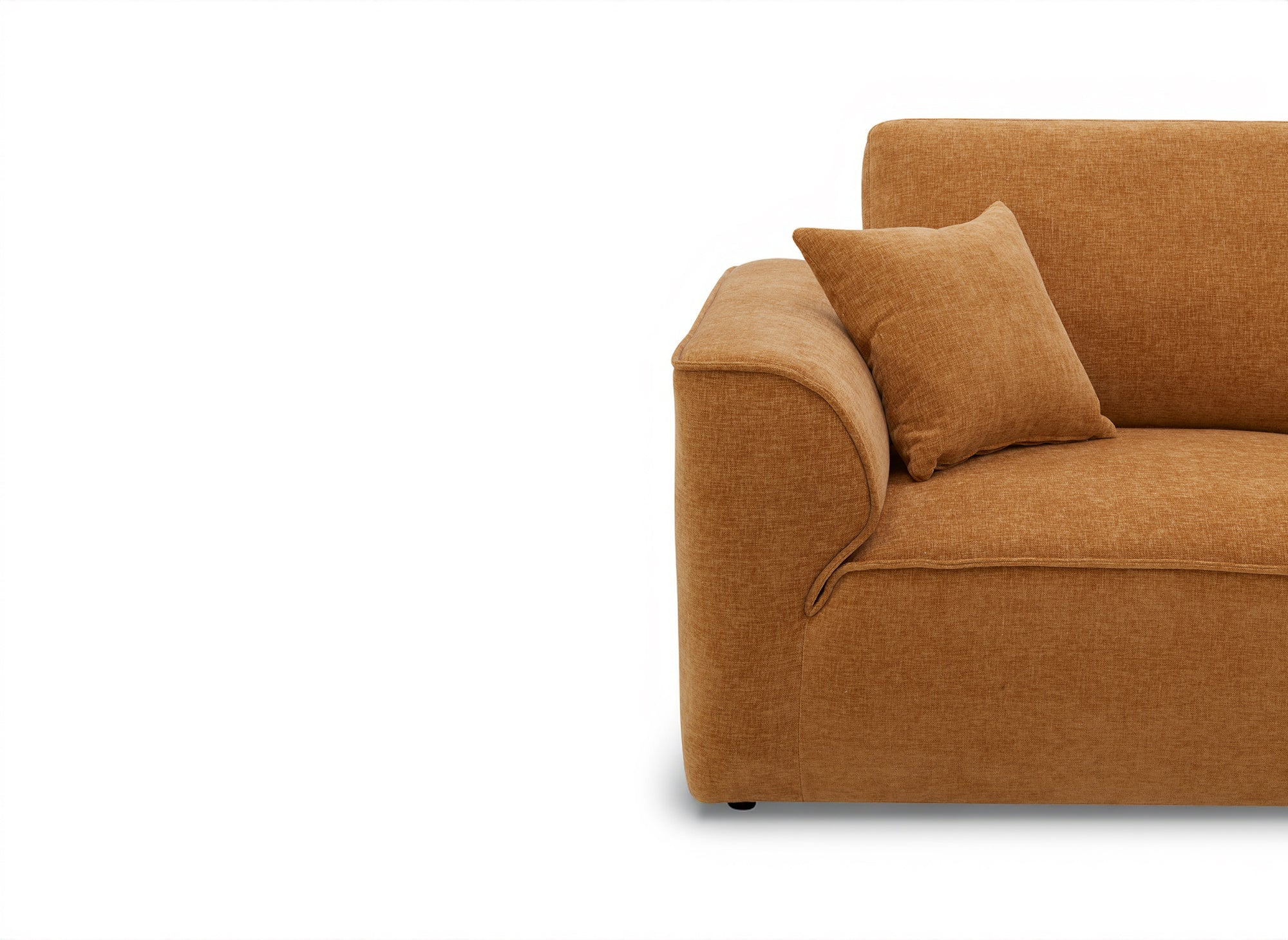 Sofá recto de 3 plazas ABELIA en terciopelo jaspeado color mostaza