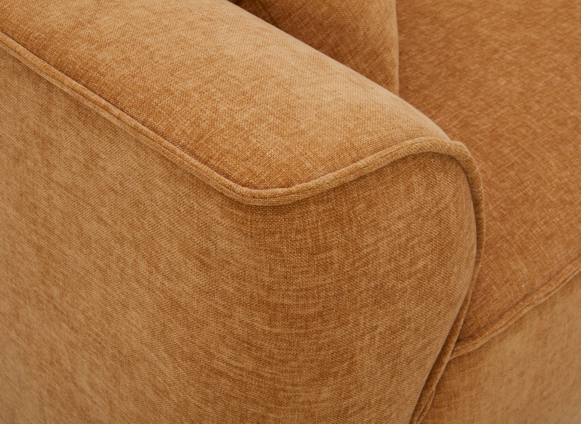 Sofá recto de 3 plazas ABELIA en terciopelo jaspeado color mostaza