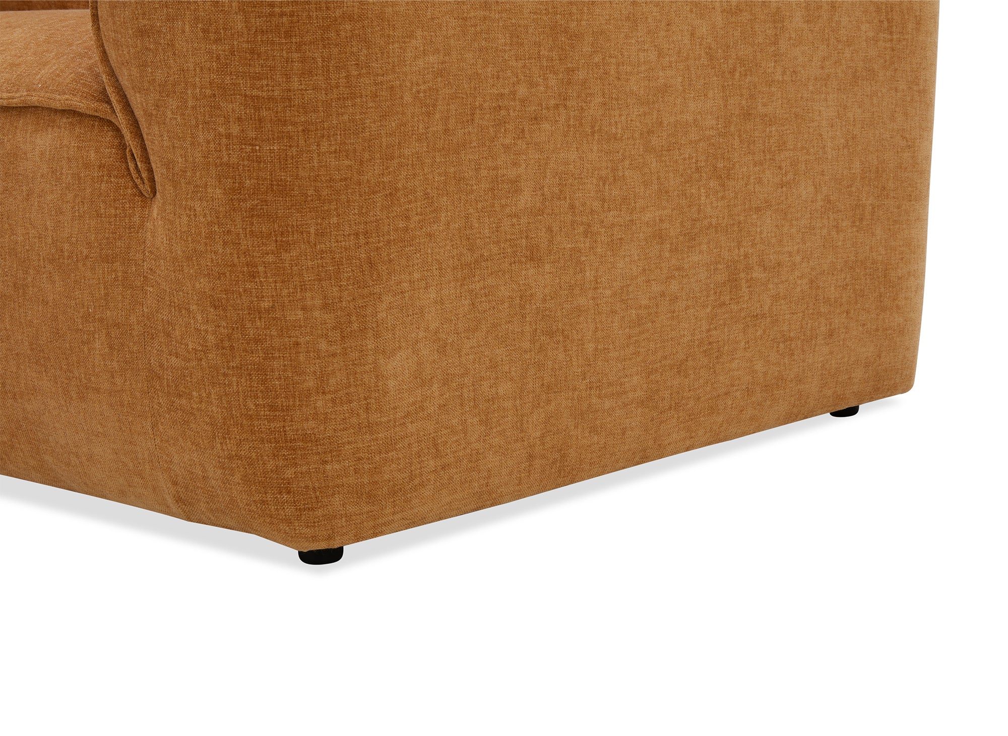 Sofá recto de 3 plazas ABELIA en terciopelo jaspeado color mostaza