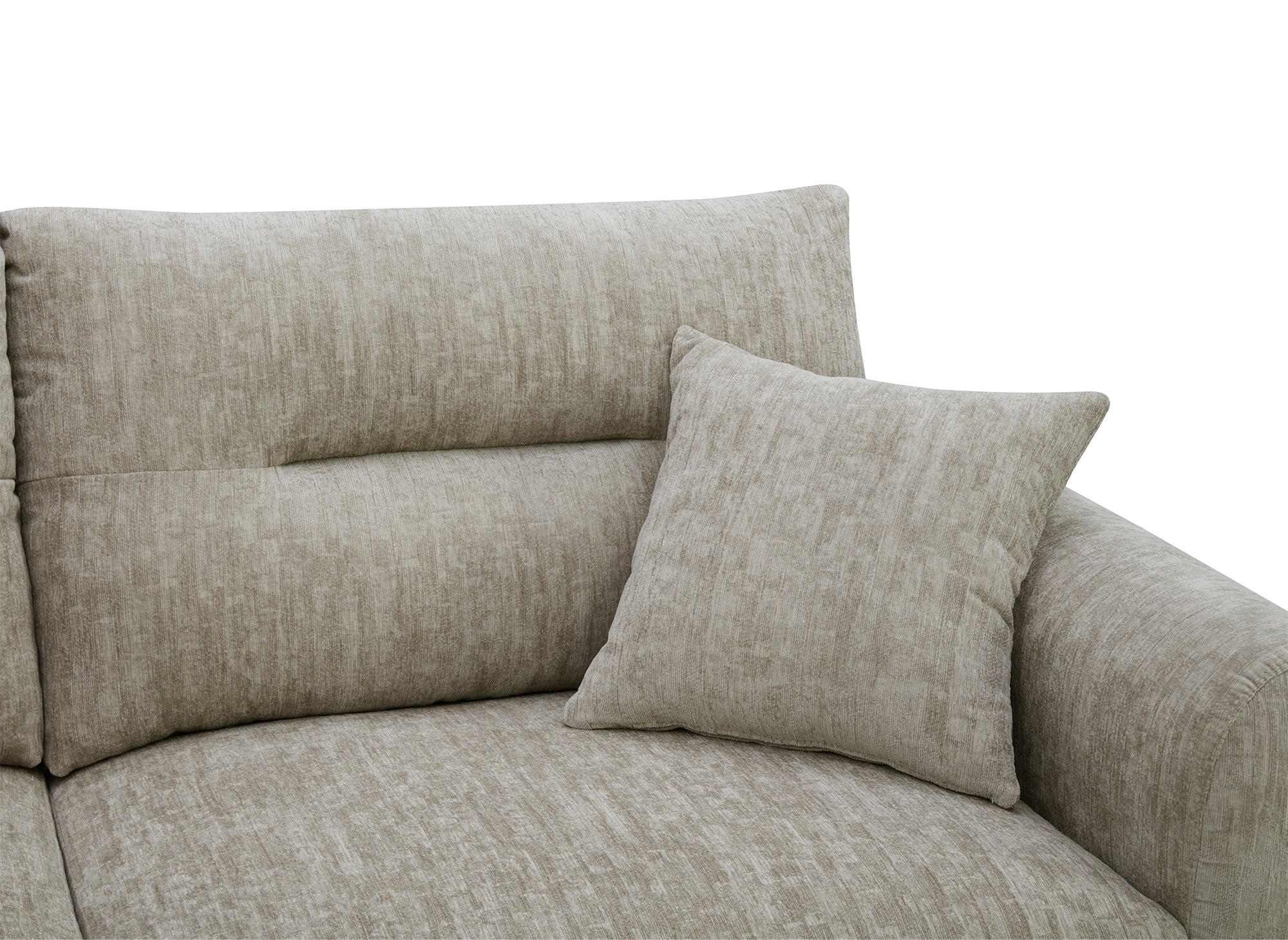 Sofá esquinero BALIANE de terciopelo jaspeado color topo