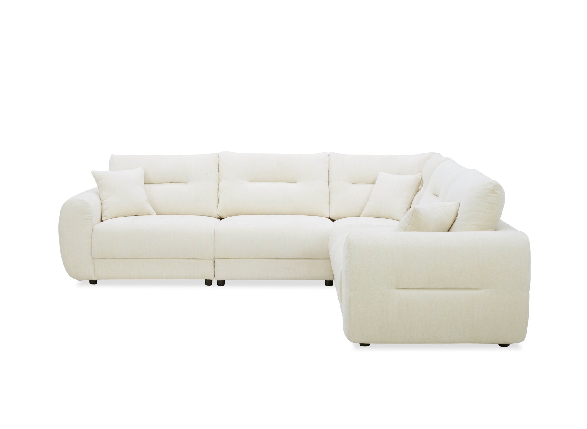 Sofá esquinero BALIANE de terciopelo jaspeado beige