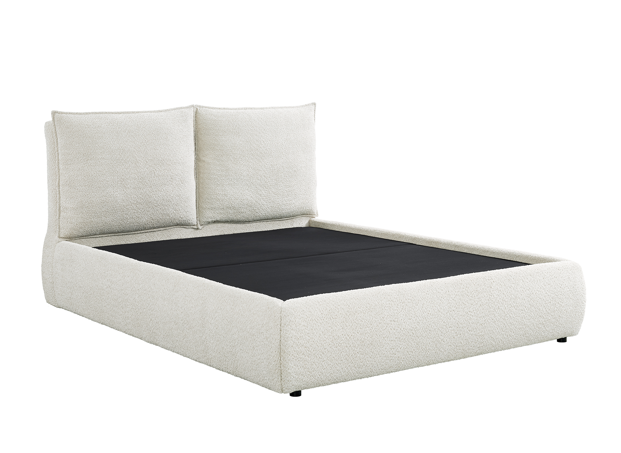 MELY Cama contenedor de tela bouclé beige 160x200 cm