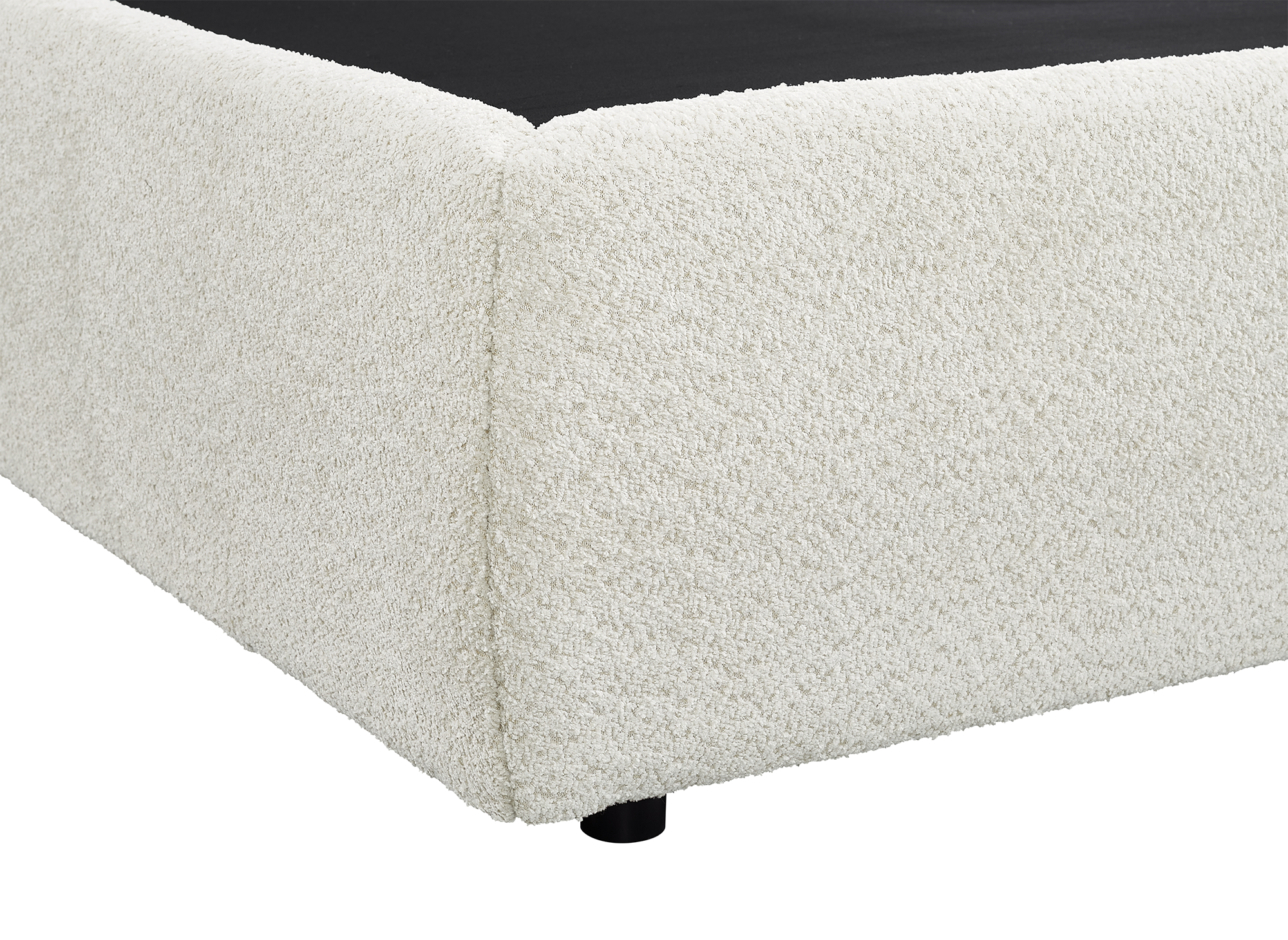 MELY Cama contenedor de tela bouclé beige 160x200 cm